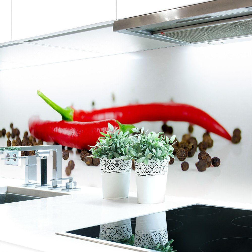 DRUCK-EXPERT Küchenrückwand Küchenrückwand Pfeffer Chilli Premium Hart-PVC 0,4 mm selbstklebend