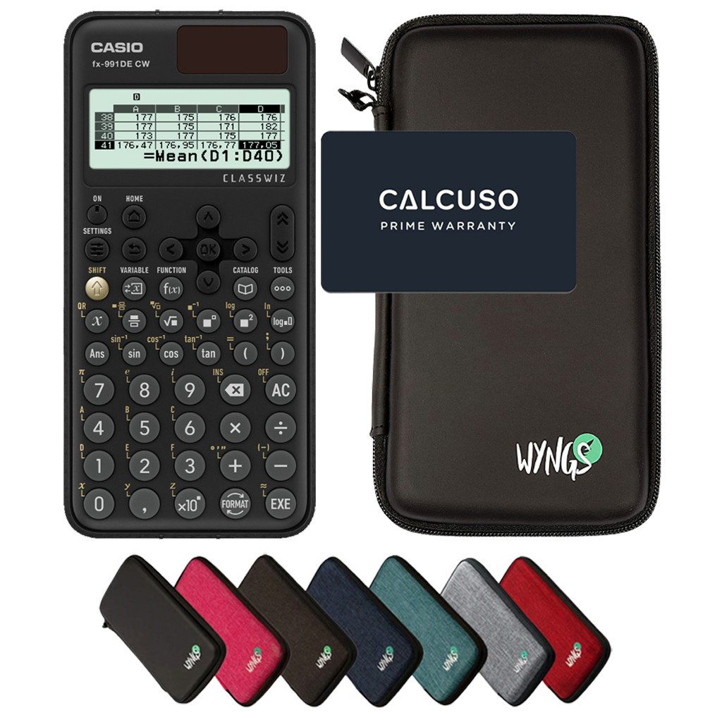 CASIO Taschenrechner fx-991DE CW ClassWiz inkl. WYNGS Schutztasche Schwarz
