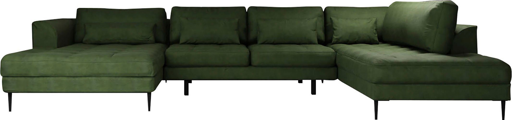 TRENDMANUFAKTUR Wohnlandschaft Luzi, gemütliches Sofa, extra viel Platz, viele Kissen, OTTOs Choice, Designsofa mit tollem Sitzkomfort, Metallfüße schwarz, Breite 361 cm