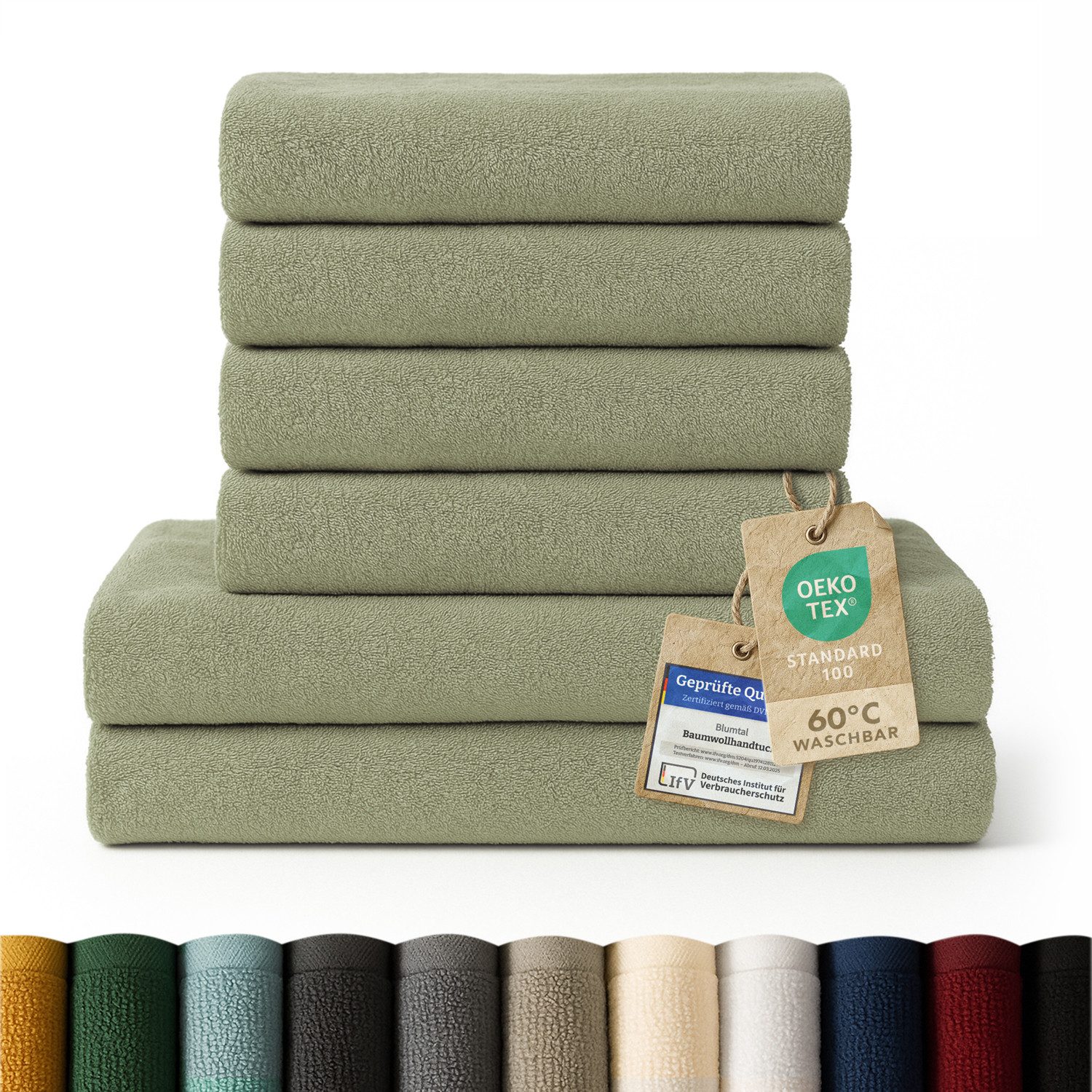 Blumtal Handtuch Set Premium 4/6-tlg. Frottier Dusch- (70x140 cm) & Handtuch (50x100 cm), Frottee (Set, 6-St), 100% Baumwolle, Oeko-TEX Zertifiziert