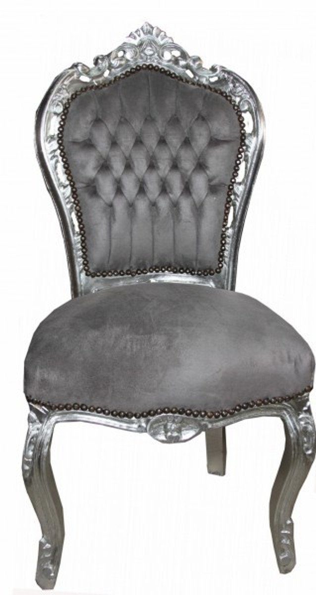Antik Silber Möbel Stuhl Barock Esszimmer Stil - / Casa Grau - Padrino Esszimmerstuhl