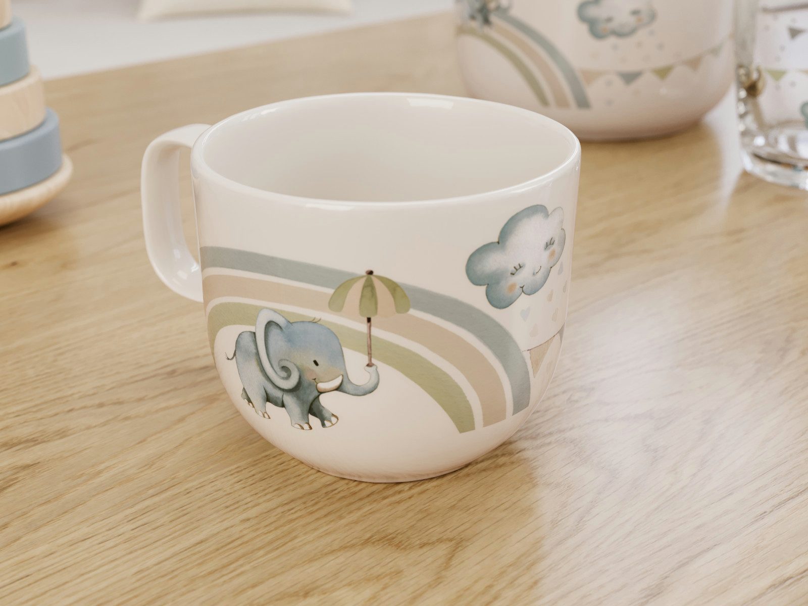 Villeroy & Boch Becher Walk like an Elephant Kinderbecher mit Henkel klein 0,17l, Premium Porcelain