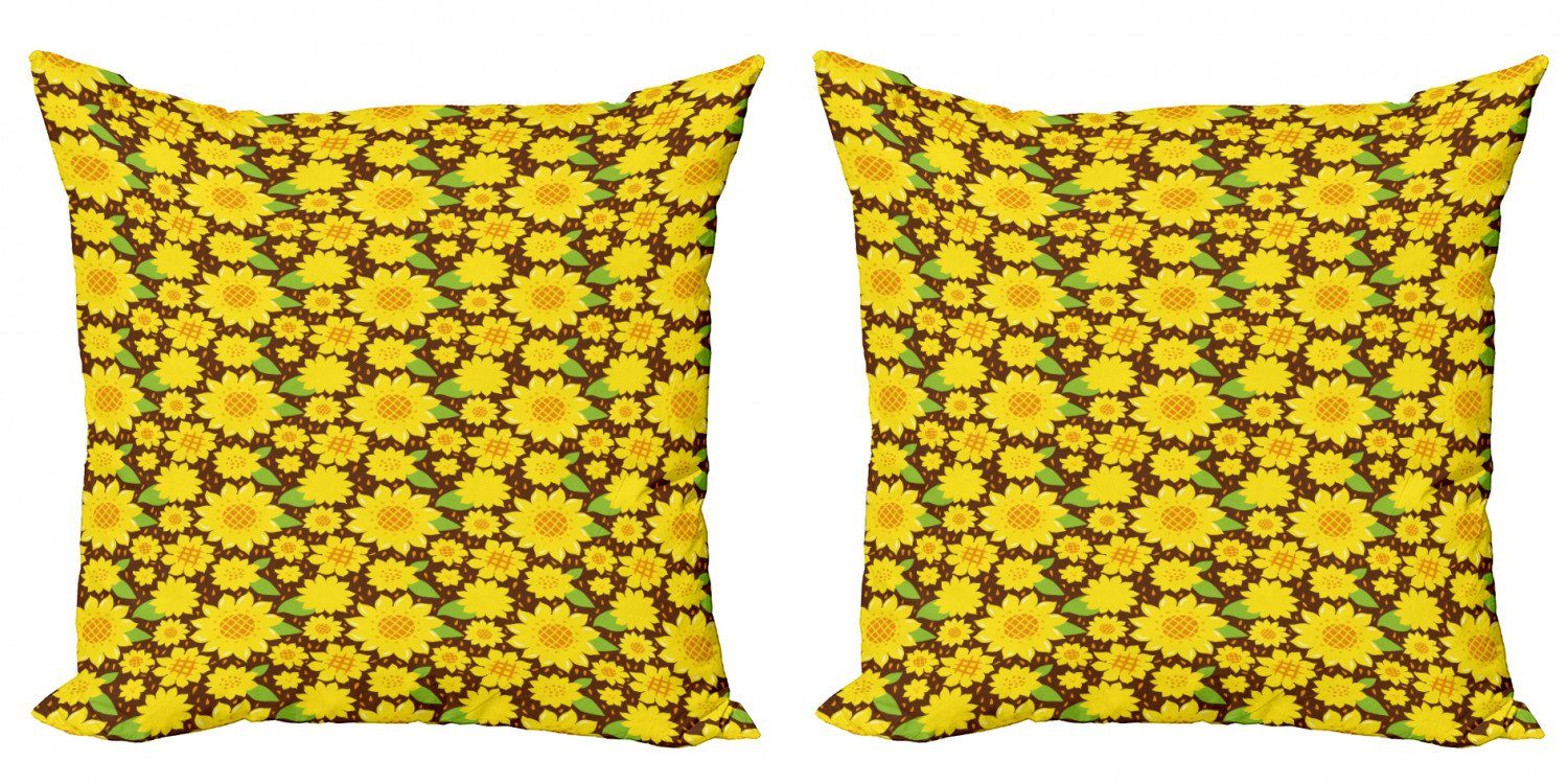 Accent (2 Digitaldruck, Stück), Kissenbezüge Doppelseitiger Sonnenblume Abakuhaus Cartoon Blumen Modern