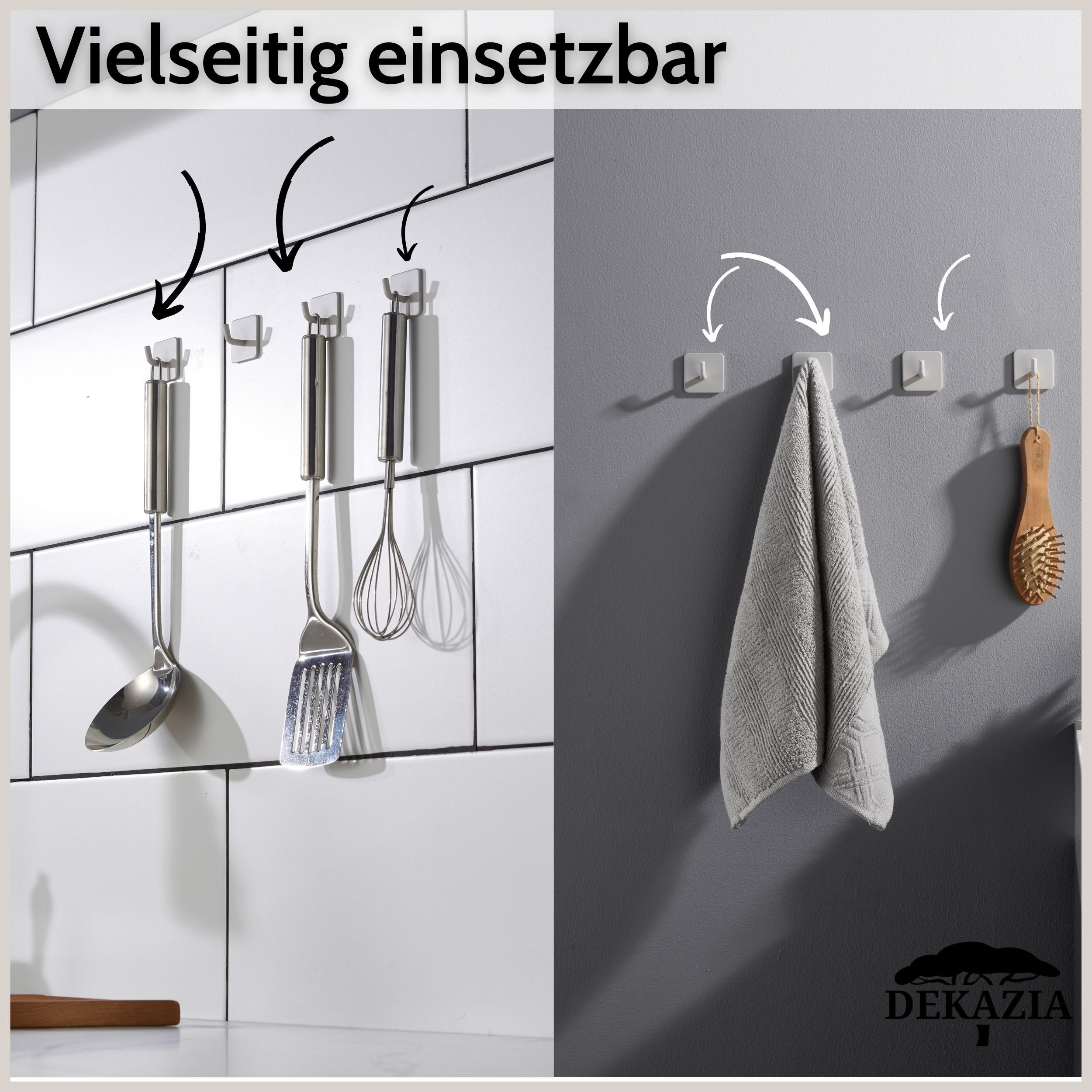DEKAZIA Klebehaken ohne Bohren, selbstklebende Badhaken, Handtuchhaken, Badezimmer, Küche, WC, Schlafzimmer, (4er oder 8er Set, 4-St), Hacken, Küchenhaken, Hand – Bild 5 von 5
