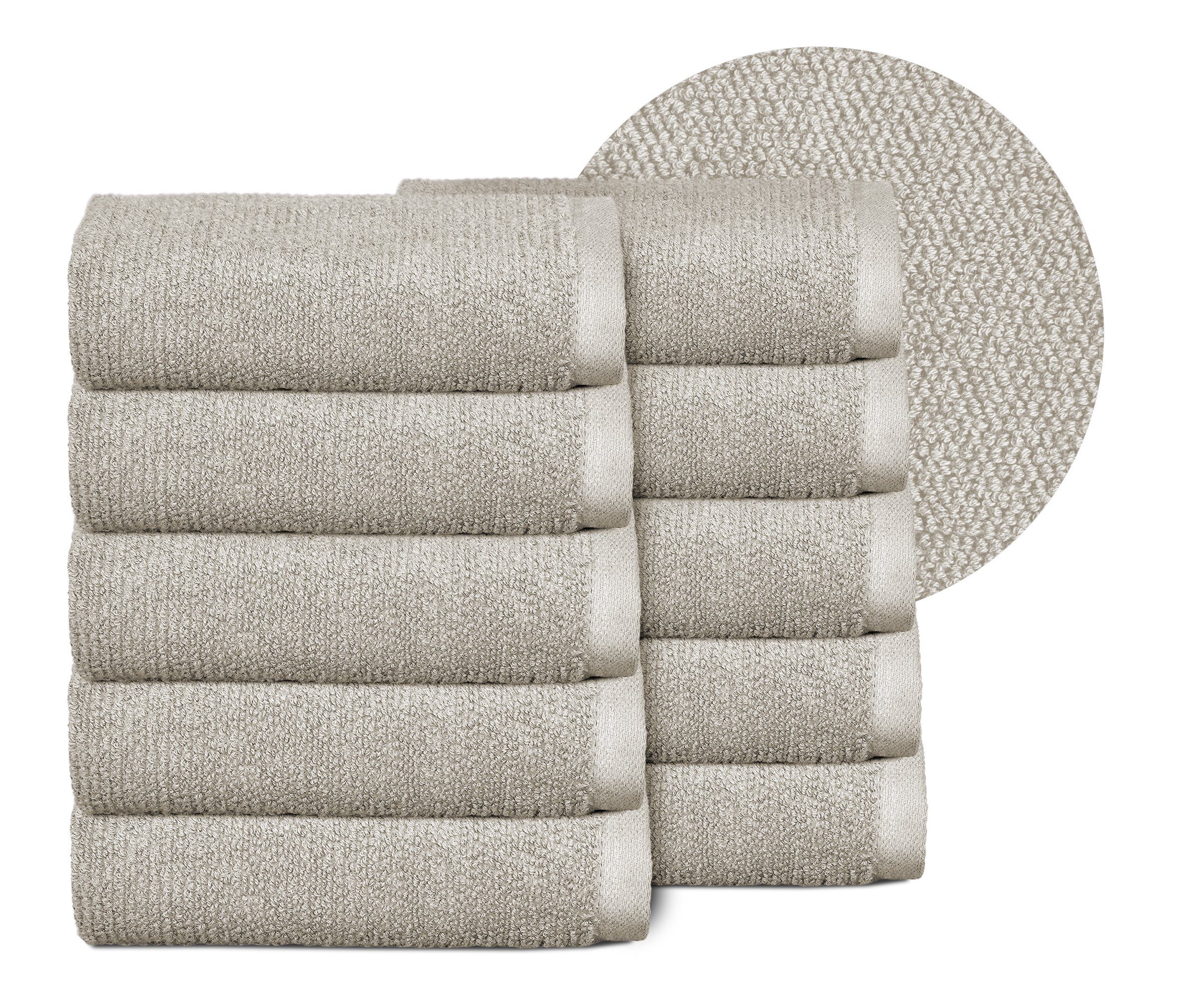 Beautex Handtuch Set, Premium Frottier Sets, 100% Baumwolle 550g/m², Multischlaufen-Optik, Frottier, saugstark, weich, flusenfrei, schnelltrocknend, schadstoffgeprüft