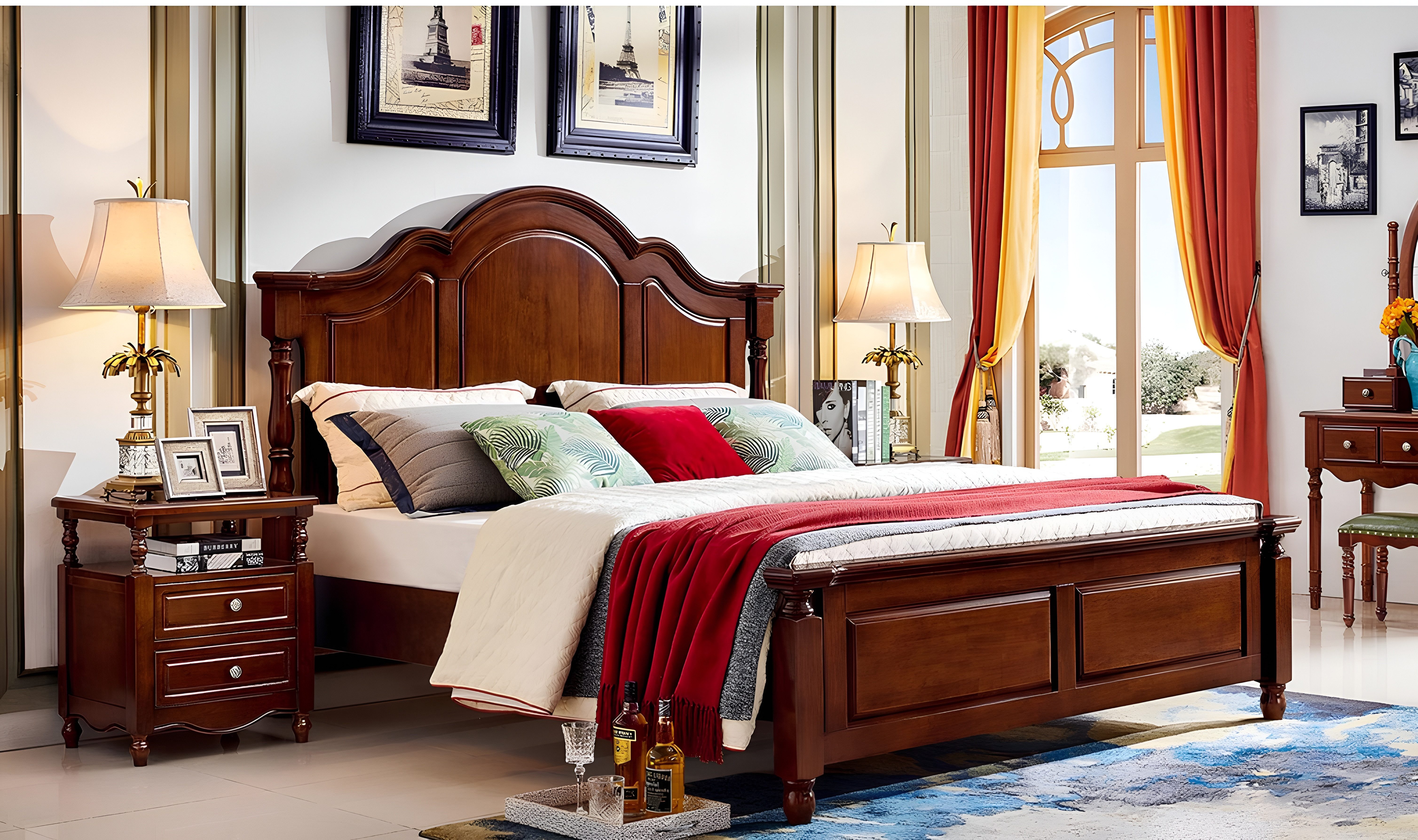 Xlmoebel Holzbett Elegantes Schlafzimmermöbel aus hochwertigem Holz (Bett mit Nachttischen, 3-tlg., Bett mit 2 Nachttischen), Hergestellt in Europa