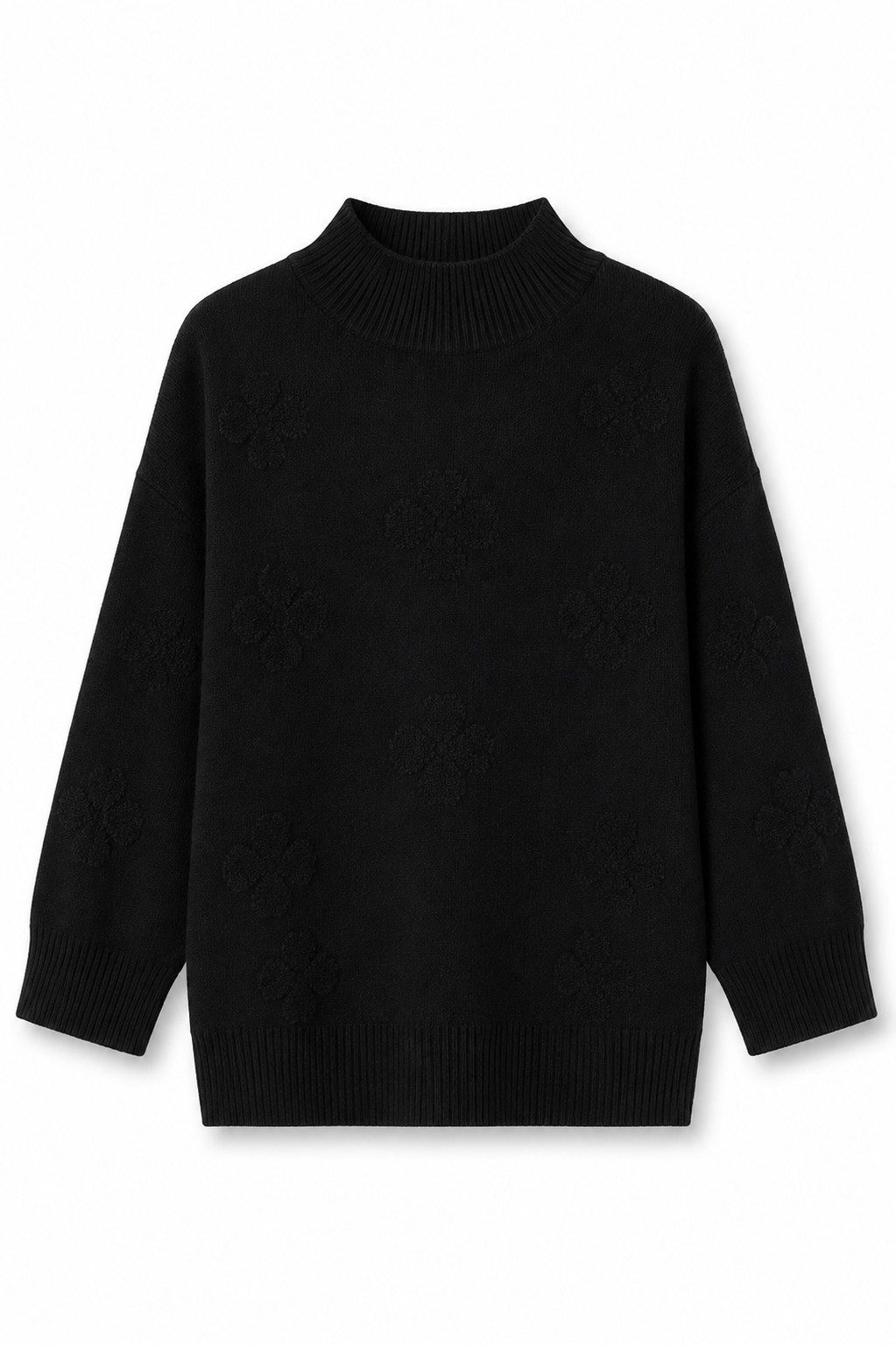 ITALY VIBES Strickpullover - modischer Stehkragenpullover aus Feinstrick mit Muster für Damen ONE SIZE - passend für Größen XS bis M