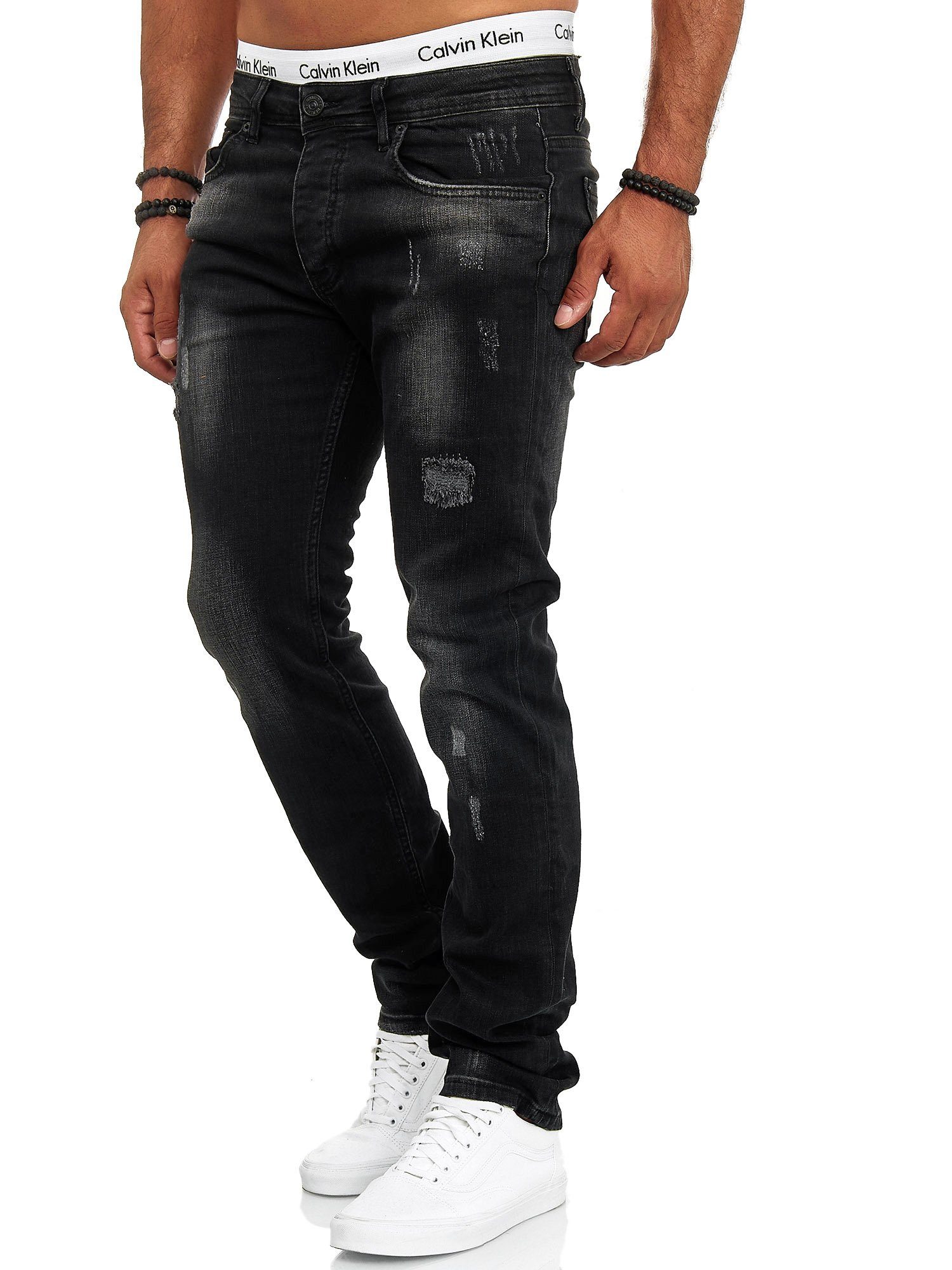 OneRedox (Jeanshose Casual Freizeit Straight-Jeans 1-tlg) 703 J-700C Bootcut, Schwarz Business Designerjeans