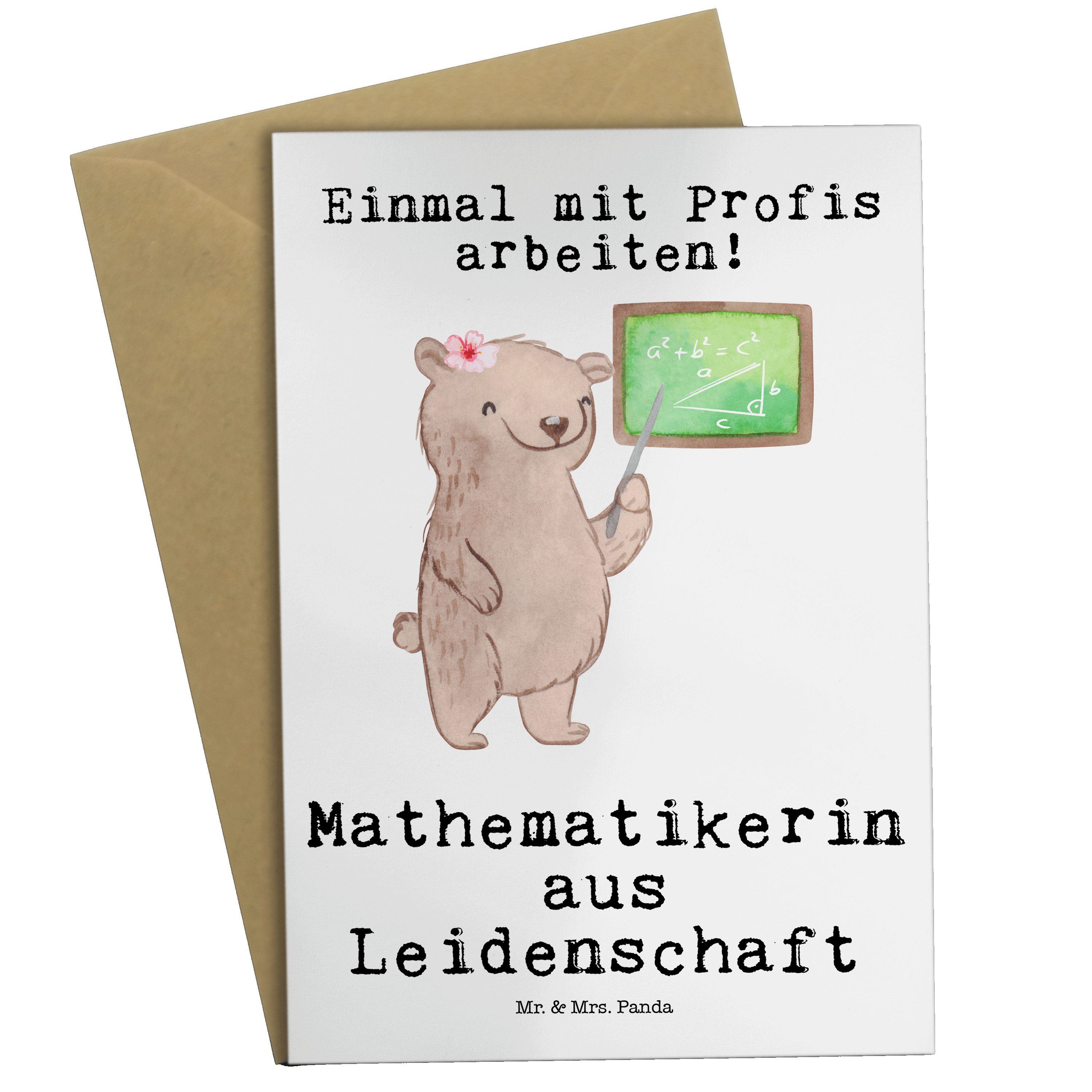 Mr. & Mrs. Panda Grußkarte Mathematikerin aus Leidenschaft - Weiß - Geschenk, Mitarbeiter, Hochz