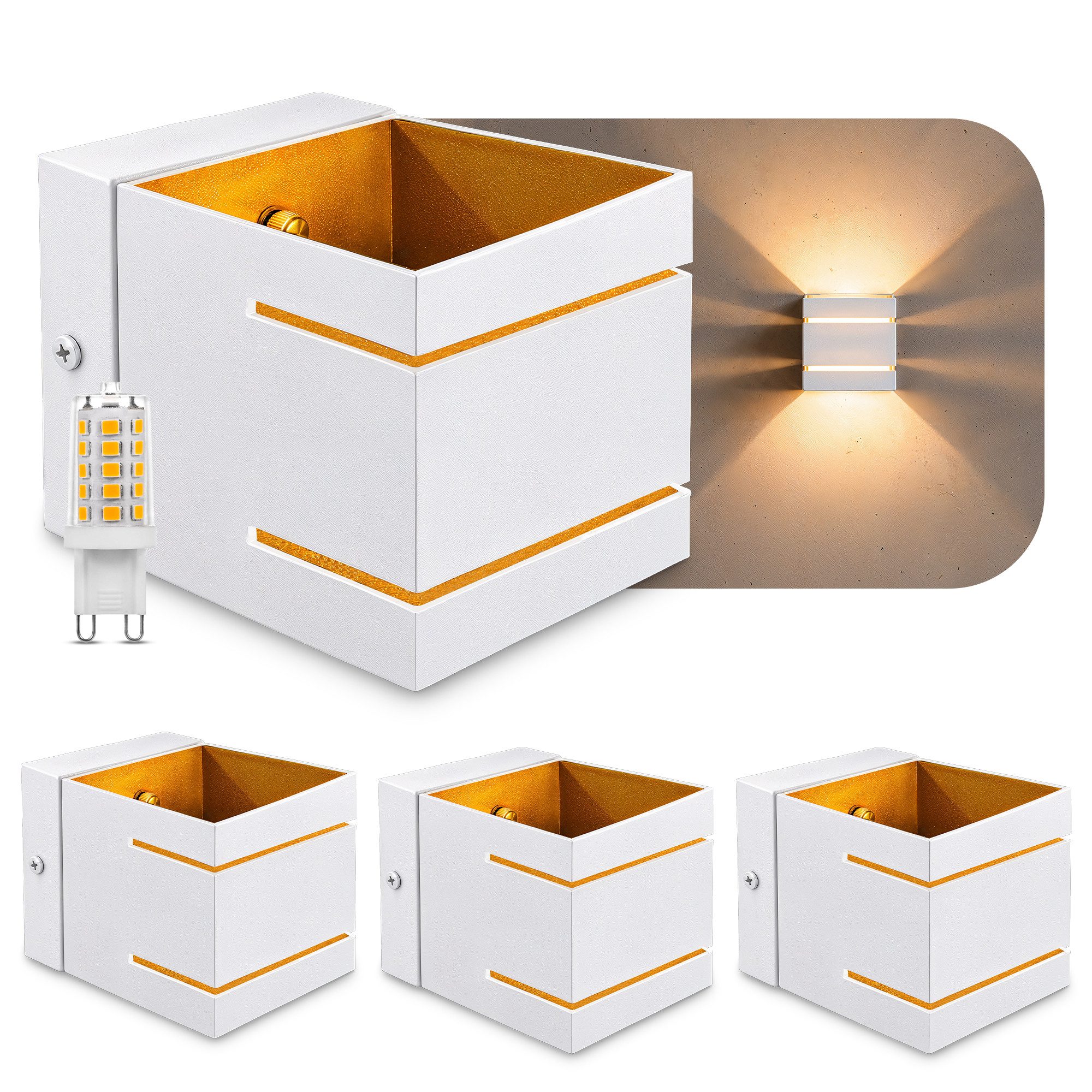 SSC-LUXon LED Wandleuchte LED Wandleuchte KOURA DUO innen Up&Down mit LED G9 dimmbar 3W warmweiß, Warmweiß