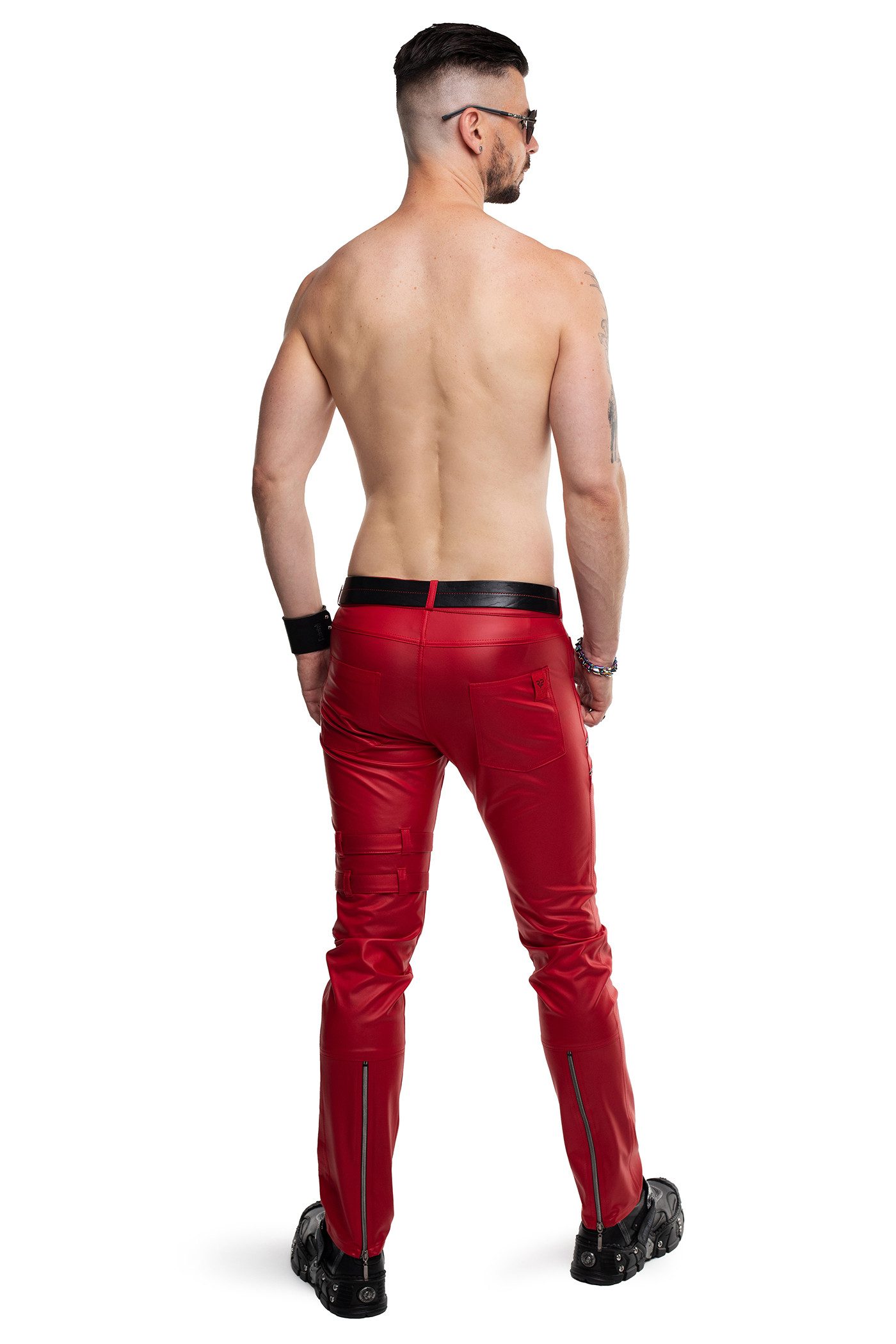 Regnes Fetish Planet Lederimitathose Herren-Hose in rot - XL