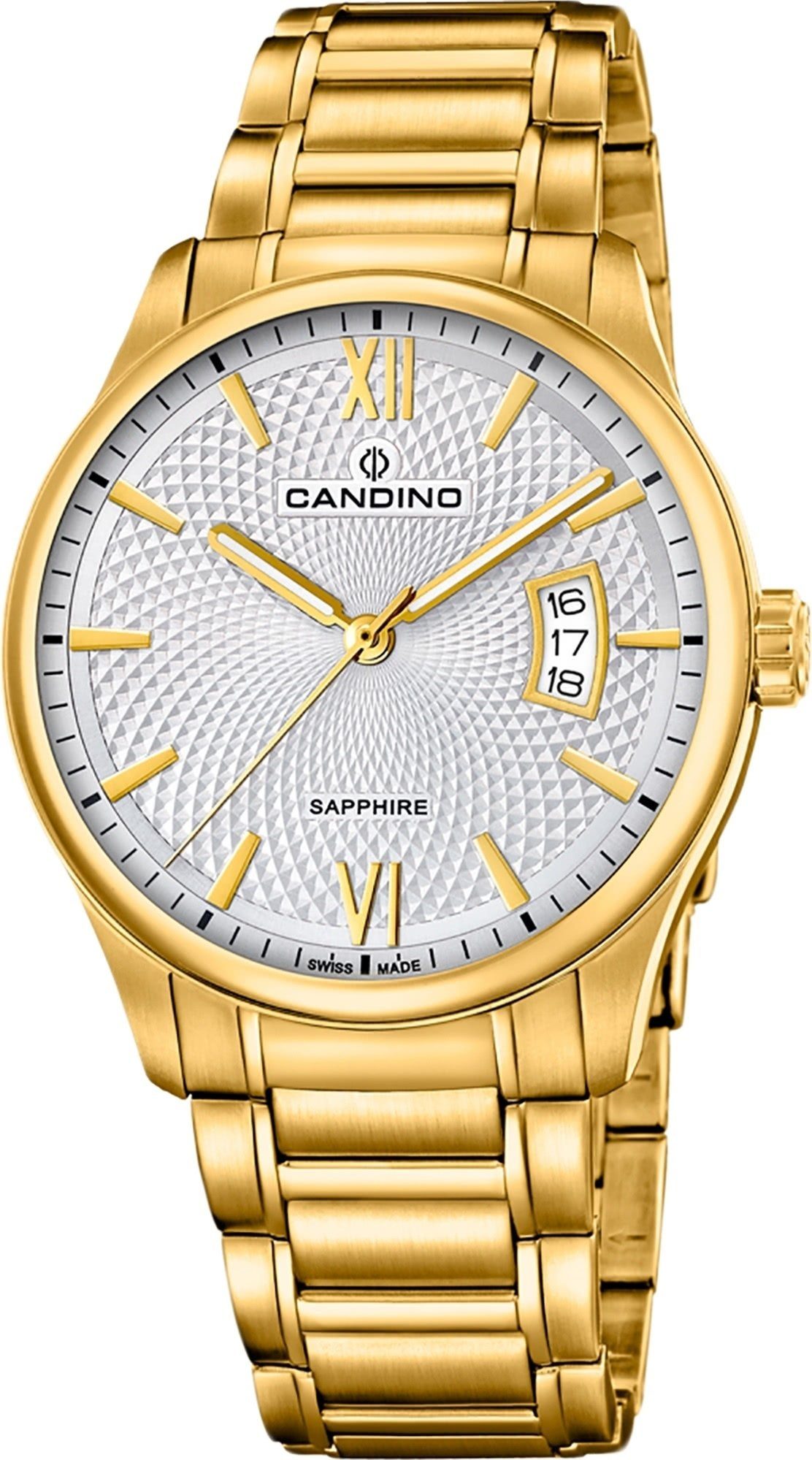 Candino Quarzuhr Candino Herren Uhr Analog C4692/1, Herren Armbanduhr rund, Edelstahlarmband gold, Elegant
