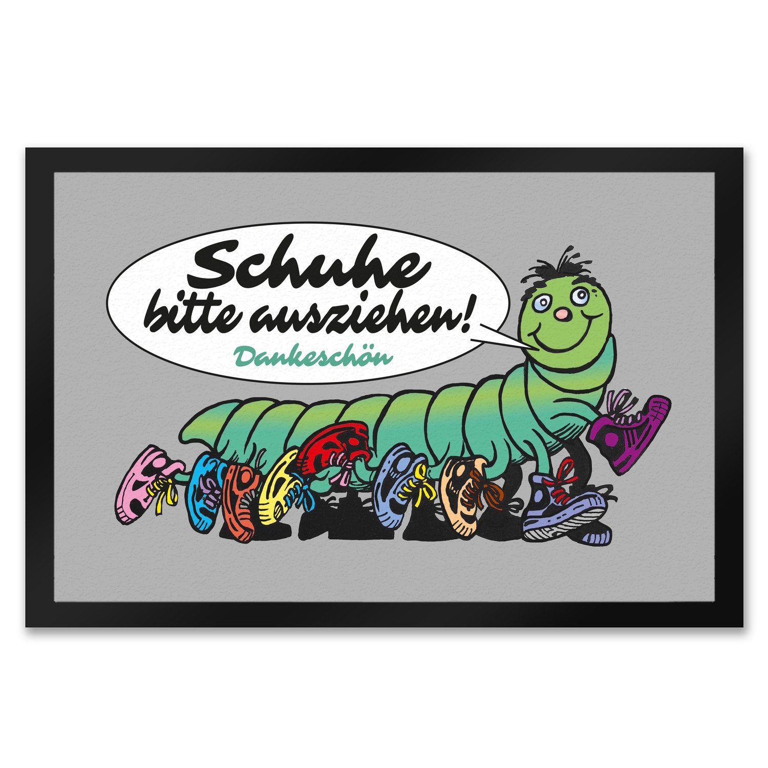 Fußmatte Tausendfüßler Fußmatte XXL in 50x75 cm mit Spruch Schuhe bitte
