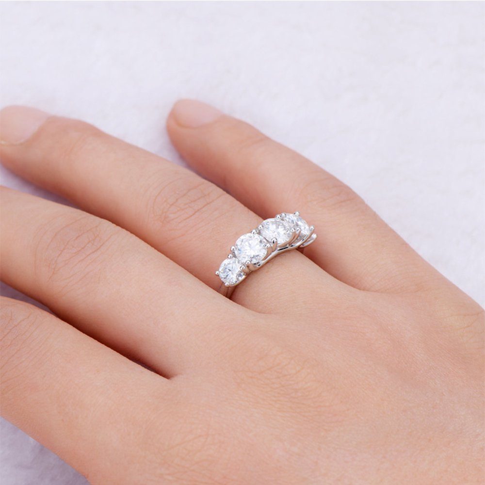 Silberring, Geschenk Invanter und Fingerring Moissanit Ring hochwertig, 925 Damen modisch