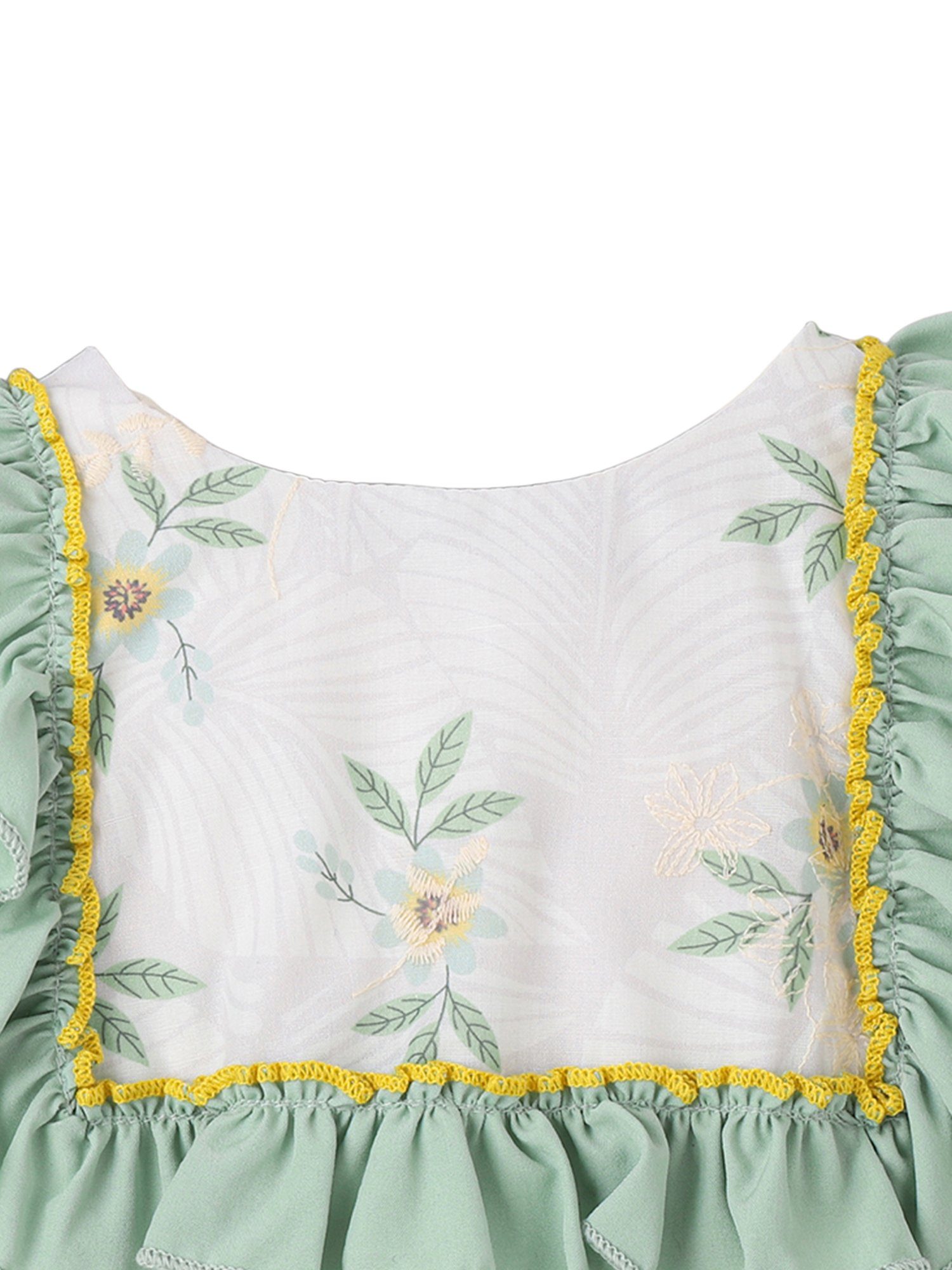 schöner mit LAPA Druckkleid Stickerei Kleid mit Mädchen für Knielanges Blumenmuster