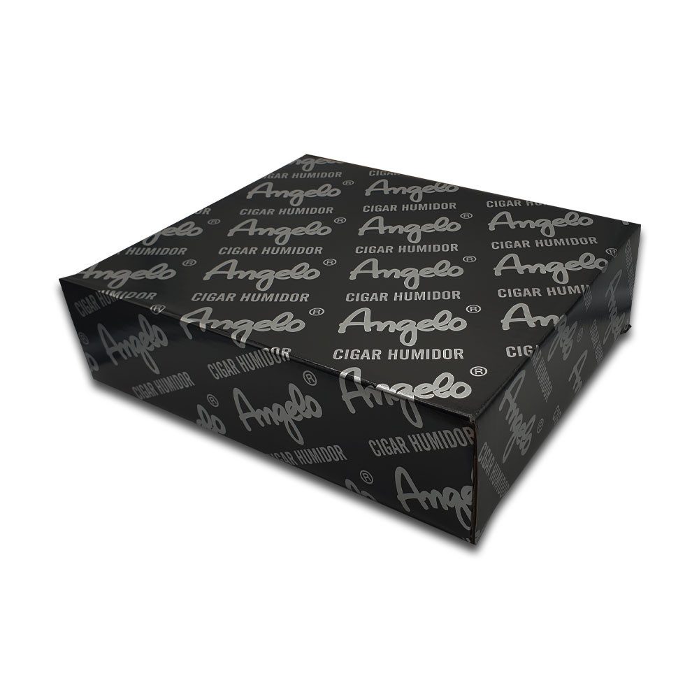 Coumo Humidor Schwarz, Braun, Sichtfenster, Zigarren, Set mit Befeuchter, Cutter