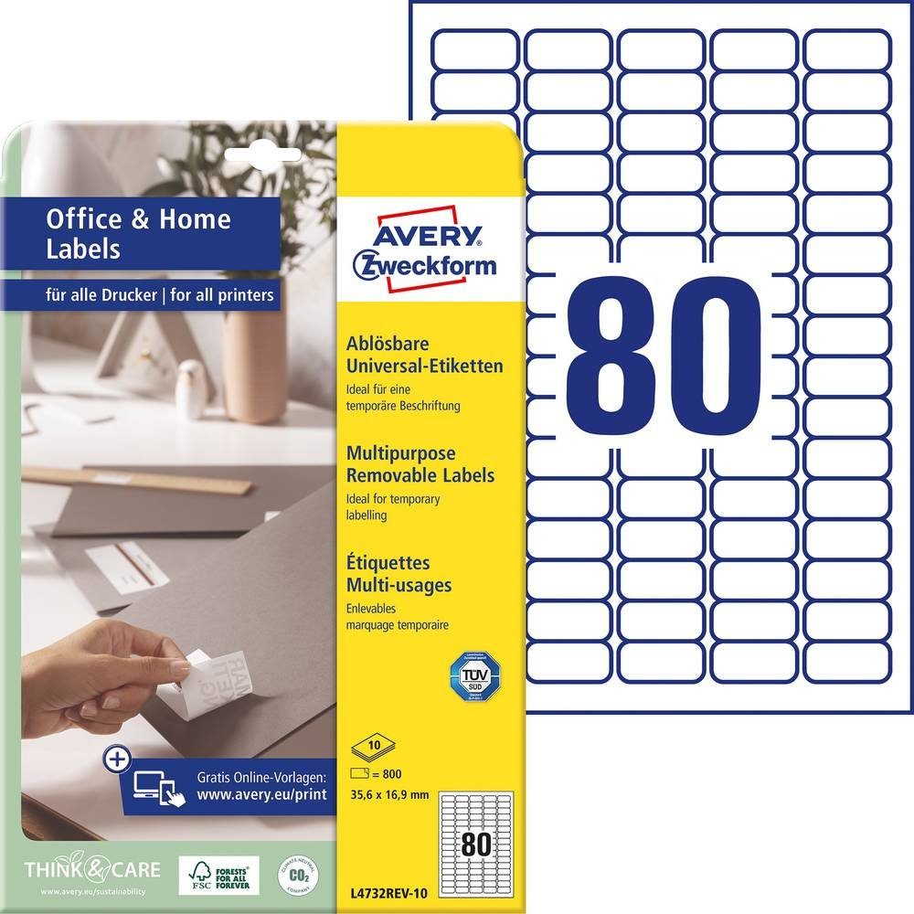 Avery Zweckform Etikett »Avery Zweckform Etiketten, ablösbar, Home ...