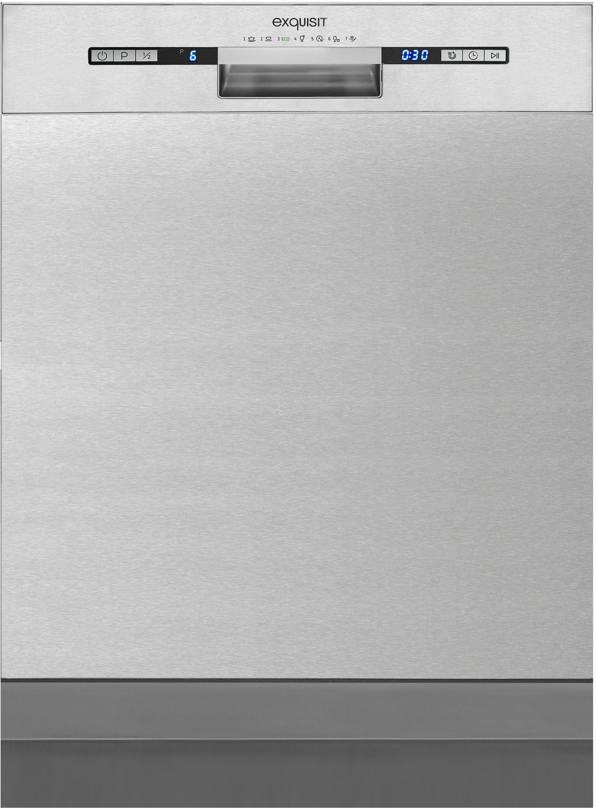 exquisit Unterbaugeschirrspüler EGSP9313-EF-030E inox, 11 l, 13 Maßgedecke, Unterbaugerät, 13 Maßgedecke – 7 Programme mit LED & Sparfunktion