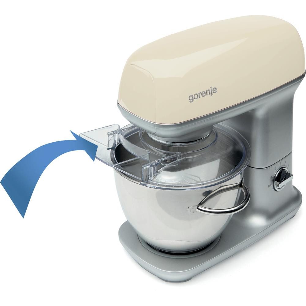 GORENJE Küchenmaschine, 1000 W, mit 7 Geschwindigkeitsstufen, 4,5 l, silber, Champagne