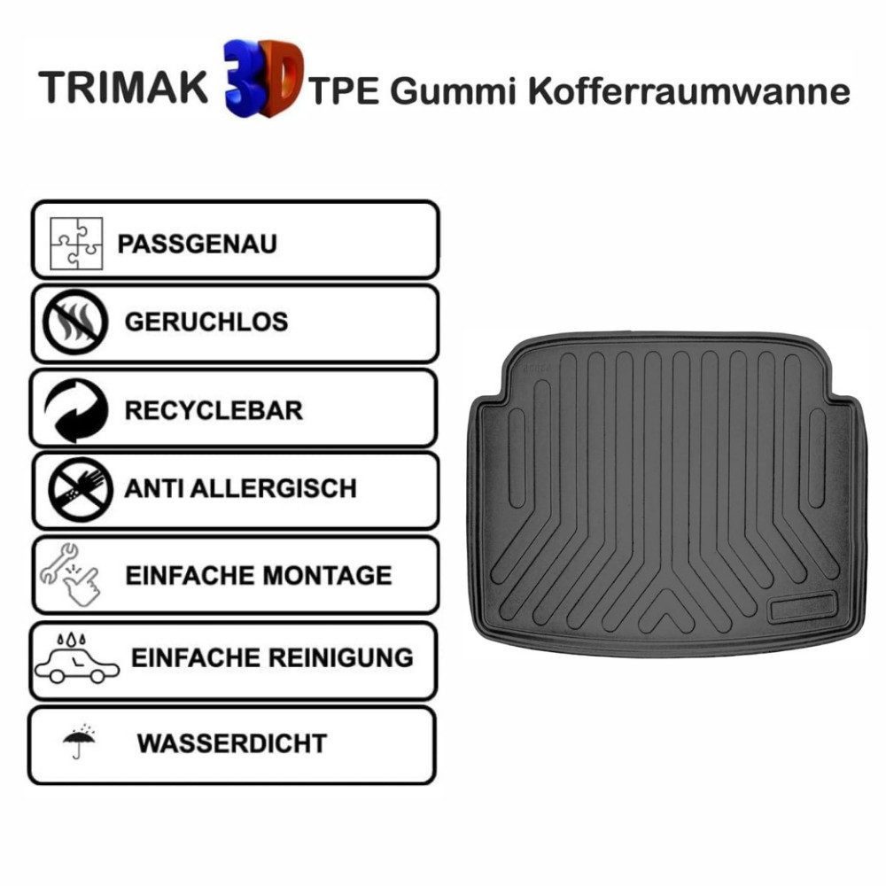 Trimak Passform-Fußmatten Oder Kofferraumwanne Oder Set kompatibel mit MG EV, MG4 Luxury ab 2022 Untere Kofferraummatte TPE Antirutschmatte