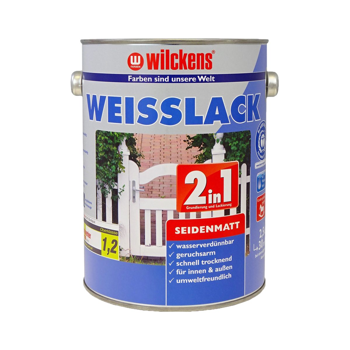 Farben Weißlack 2,5 Liter Seidenmatt Wilckens Weisslack 2in1