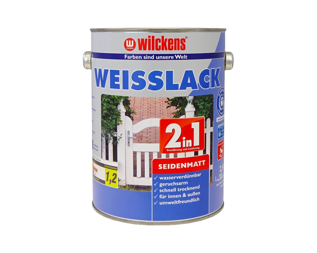 Wilckens Farben Weißlack 2in1 Weisslack Seidenmatt 2,5 Liter