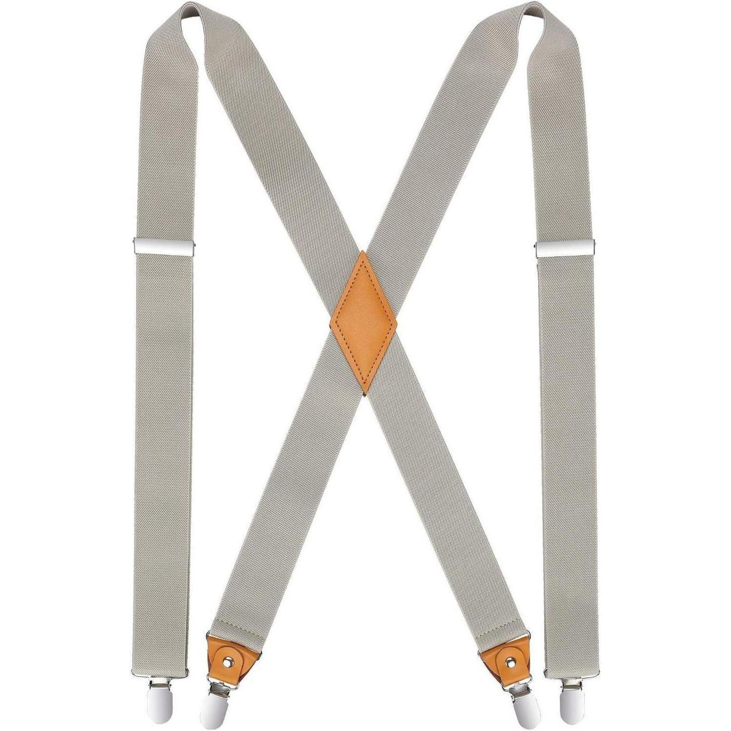 LuxusKollektion Hosenträger Hosenträger Herren Damen XForm 35mm 4 Metallclips Beige