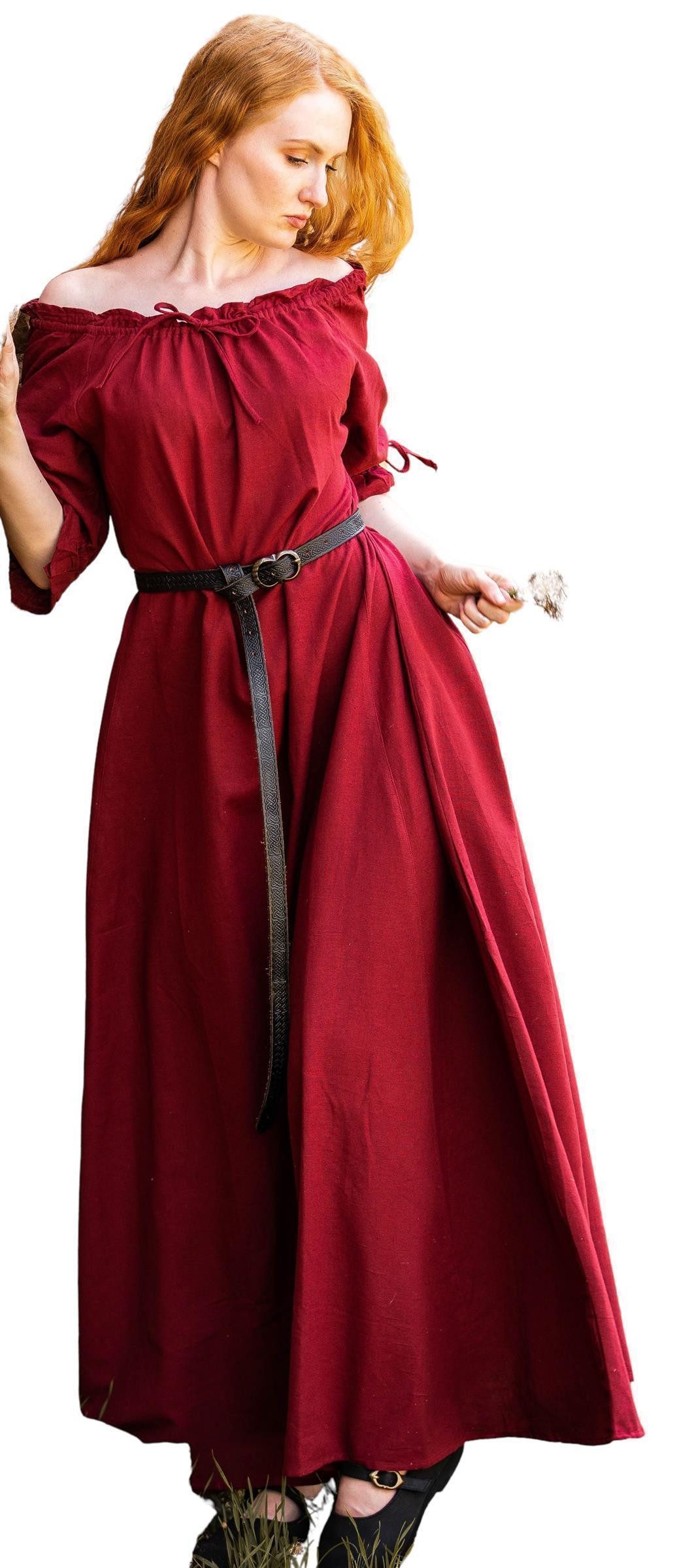 Leonardo Carbone Burgfräulein-Kostüm Bodenlanges Kleid "Melisande" mit Tunnelzug, Rüschenärmel, weiche Baumwolle