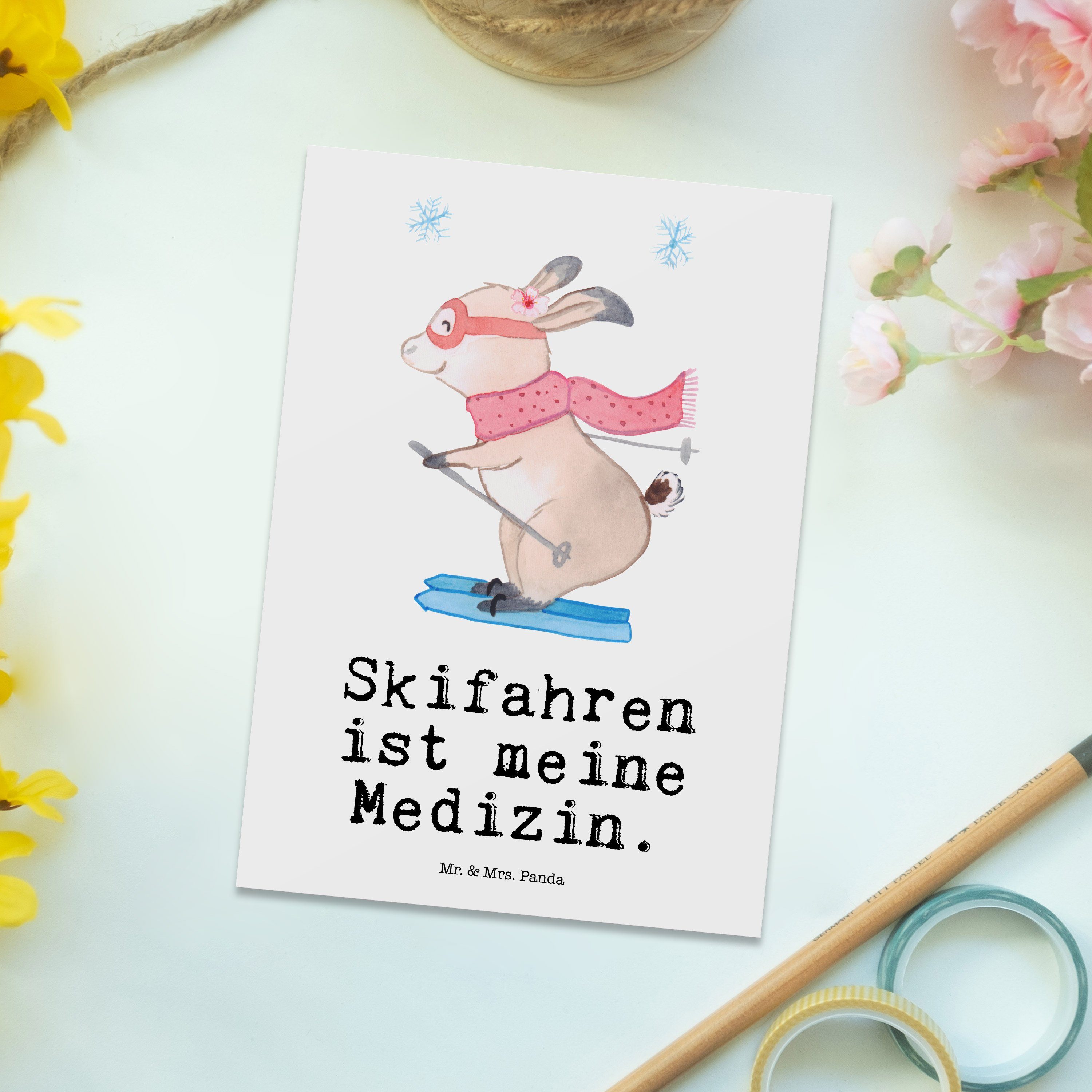Panda Skifahren Mrs. Dankeskarte Weiß Bär Geschenk, Postkarte - Medizin & Mr. - Geschenkkarte,