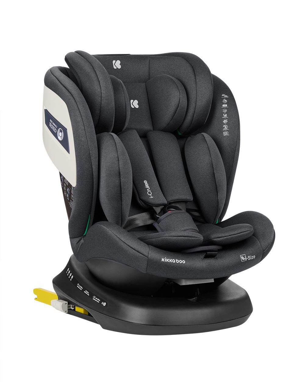 Kikkaboo Autokindersitz Kindersitz i-Cruise i-Size, ab: 0, bis: 12, (40-150 cm) SPS, Sitz 360° drehbar, Isofix