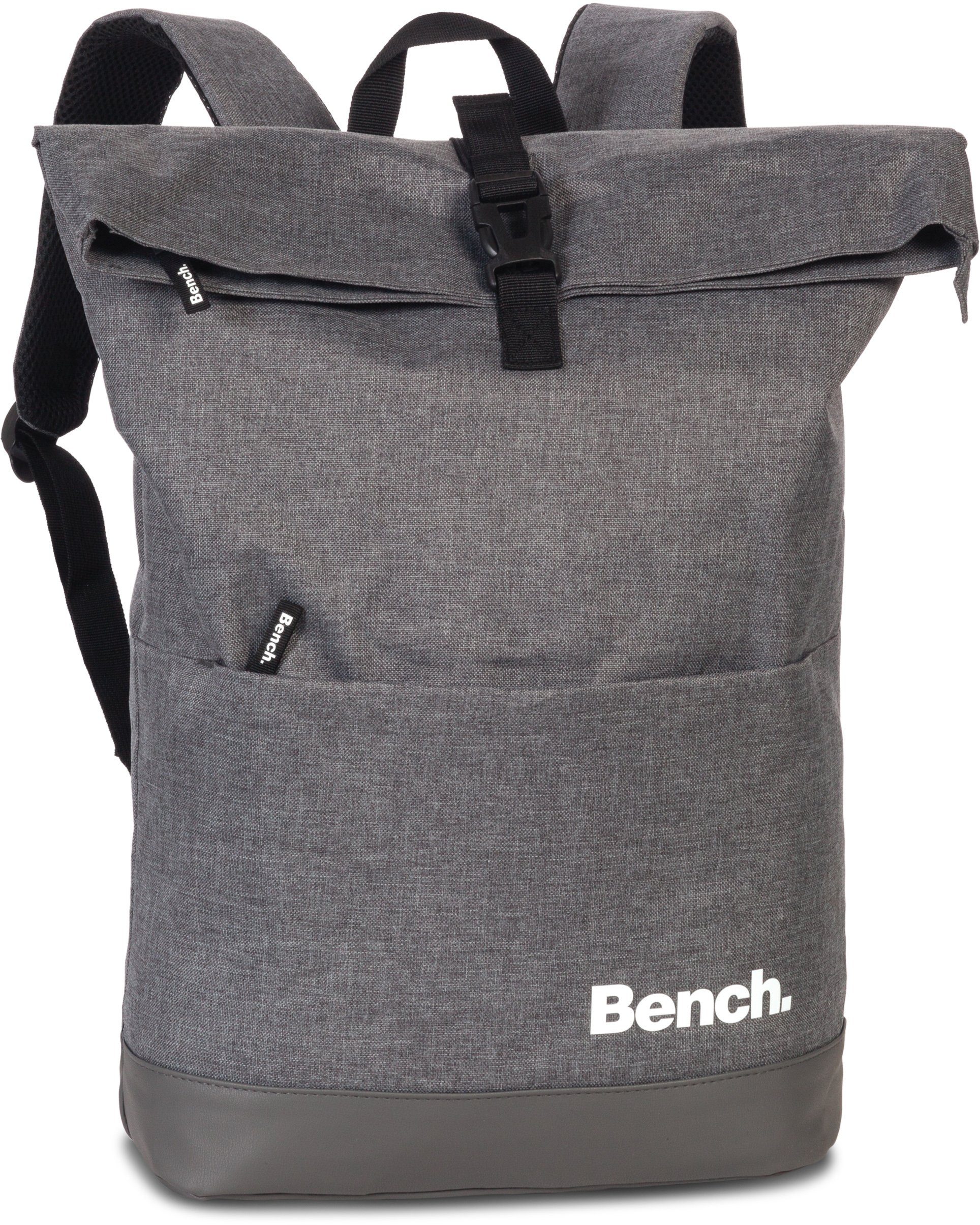 Bench. Laptoprucksack Roll-Top, dunkelgrau, Freizeitrucksack Schulrucksack Arbeitsrucksack Cityrucksack