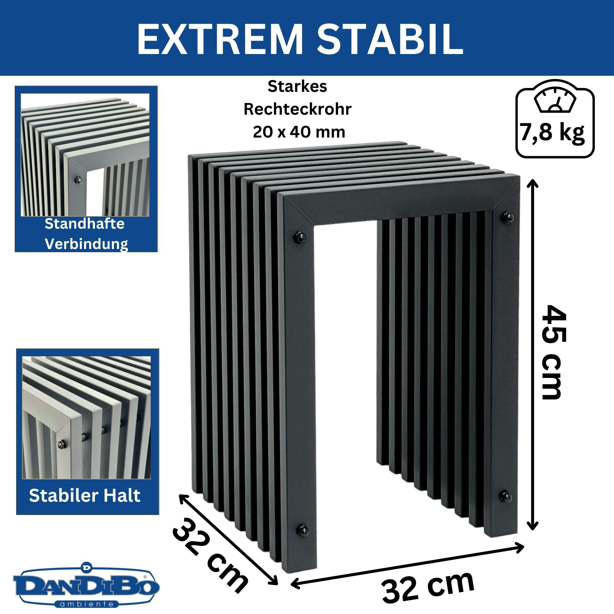 DanDiBo Blumenhocker Lamellenhocker Hocker Metall Schwarz Eckig BASE Massiv günstig online kaufen