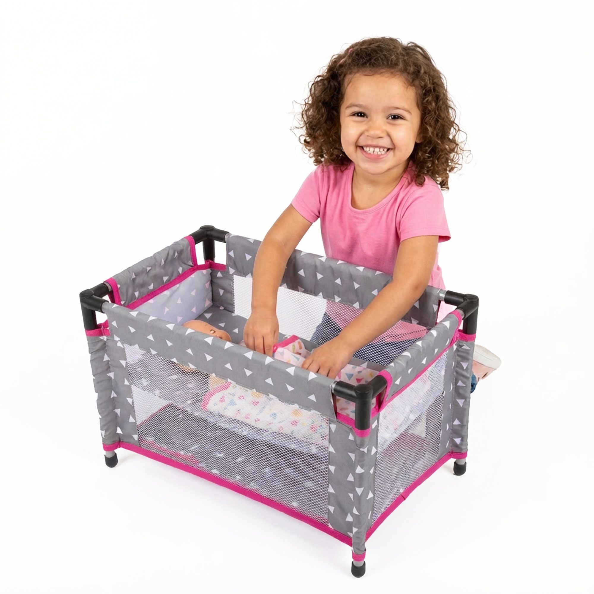 Puppenbett Puppenreisebett mit Tasche – faltbar & stabil – für Puppen bis 46 cm