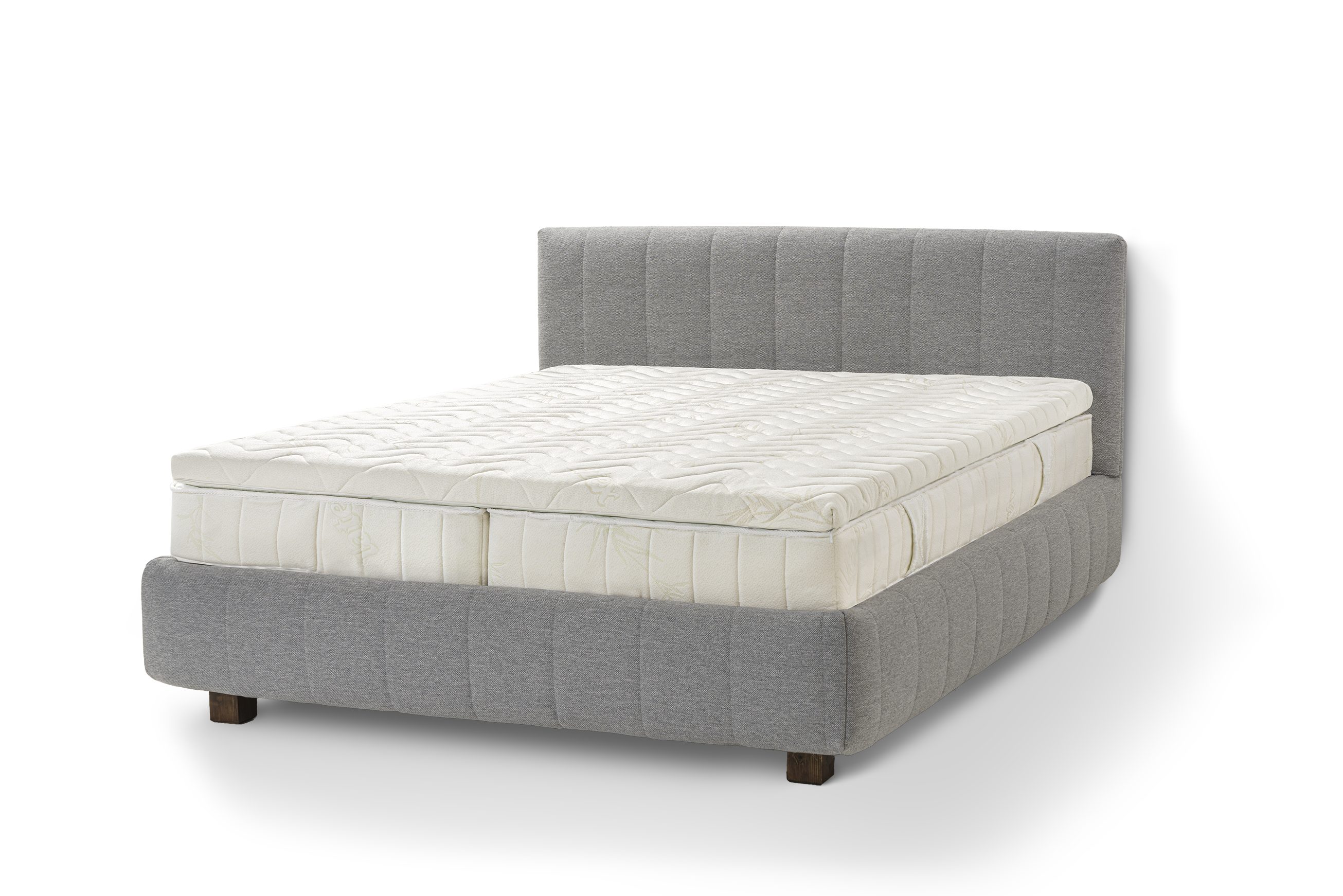 Letti Moderni Holzbett Bett Calma, hergestellt aus hochwertigem Massivholz Siena Gray