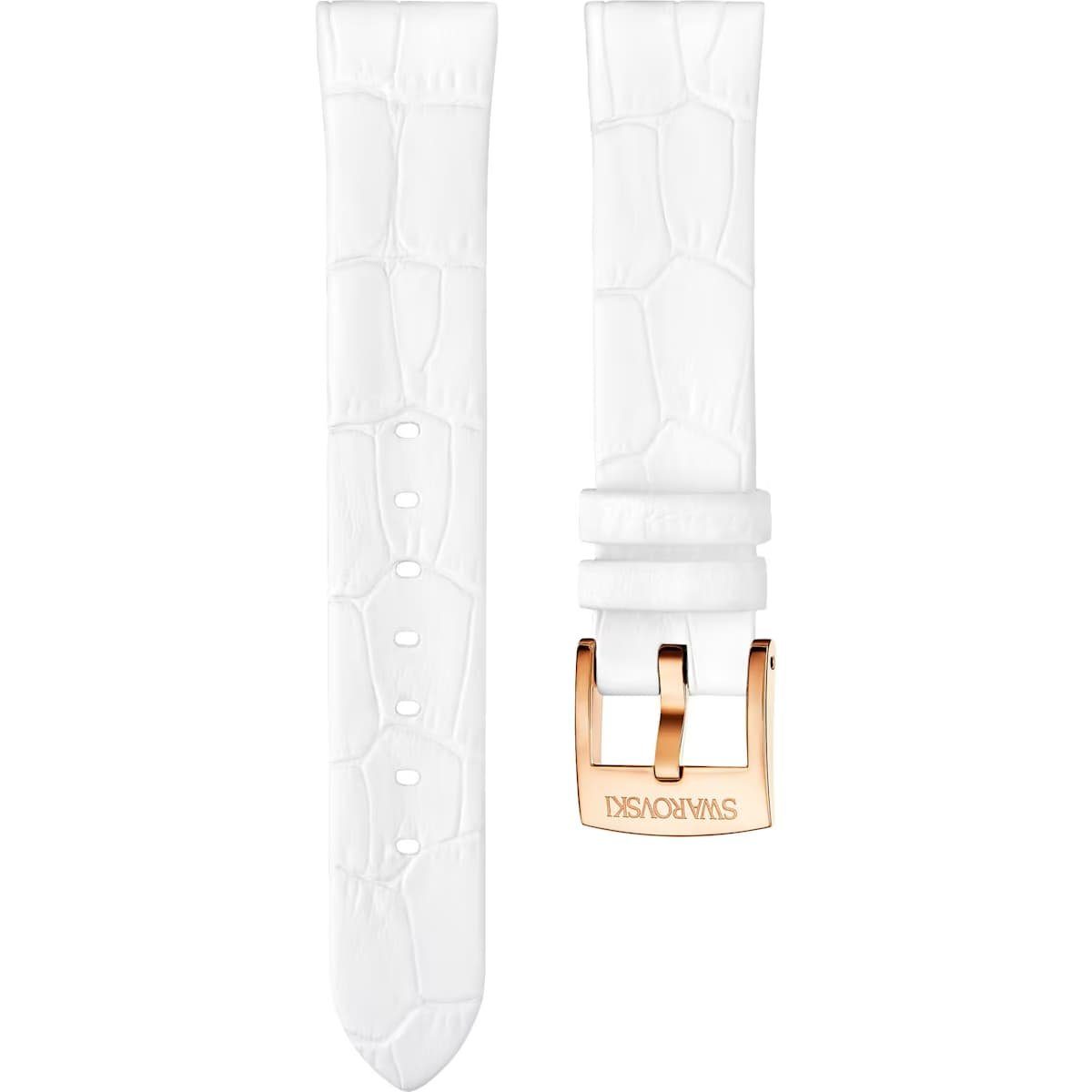 Swarovski Uhrenarmband Swarovski Uhrband 5345734 Leder, weiß, roségoldfarben 18 mm