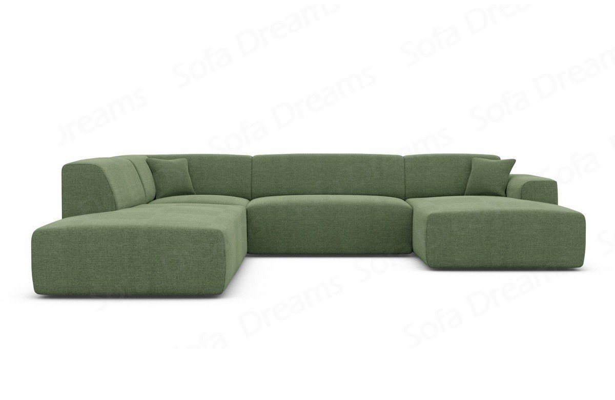 Lounge grün39 Loungesofa U-Form Dreams Sofa Wohnlandschaft Stoffsofa Sofa U Modern, Designer Strukturstoff Mallorca