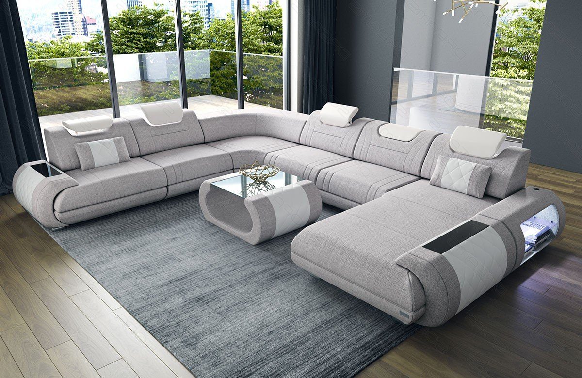 Sofa Dreams Wohnlandschaft Stoff Polsterstoff Sofa Rimini XXL H Strukturstoff Stoffsofa, Couch wahlweise mit Bettfunktion
