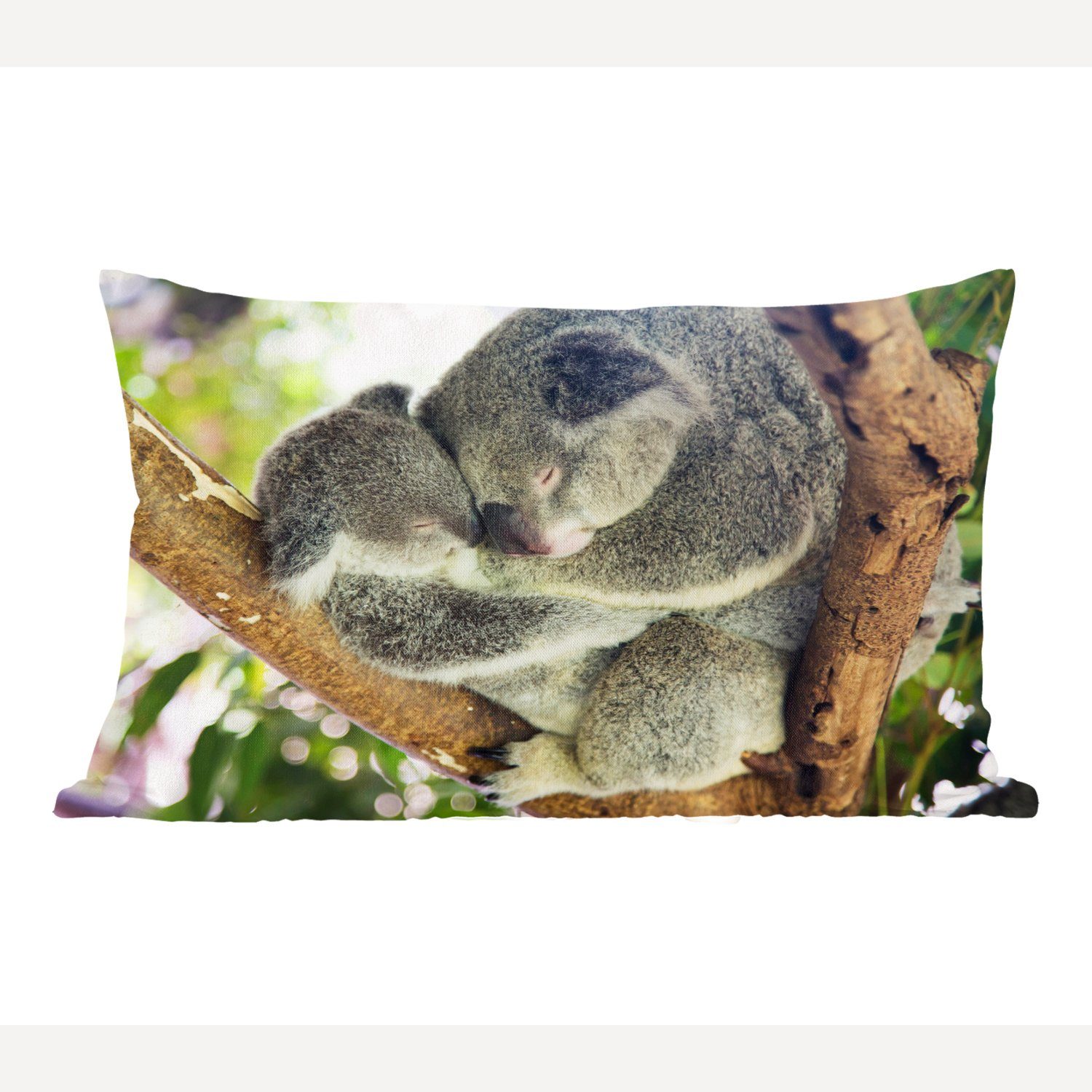 MuchoWow Dekokissen Koalas - Knuddeln - Tiere - Jungen - Mädchen, Wohzimmer Dekoration, Zierkissen, Dekokissen mit Füllung, Schlafzimmer