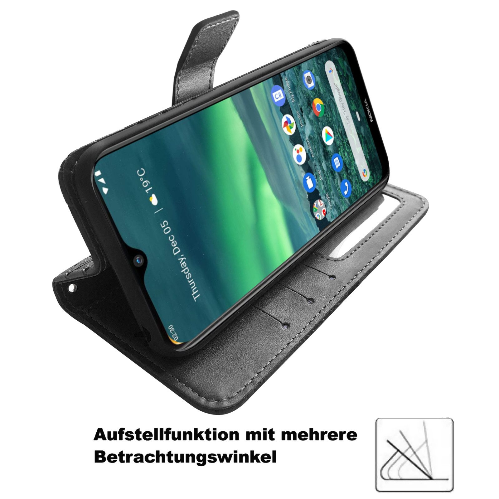 betterfon Handyhülle Handytasche für Nokia 2.3 Buchhülle Case Schutz Schale Etui Wallet, Wallet Case mit Kartenfächern Magnetverschluss und weicher Innenhülle