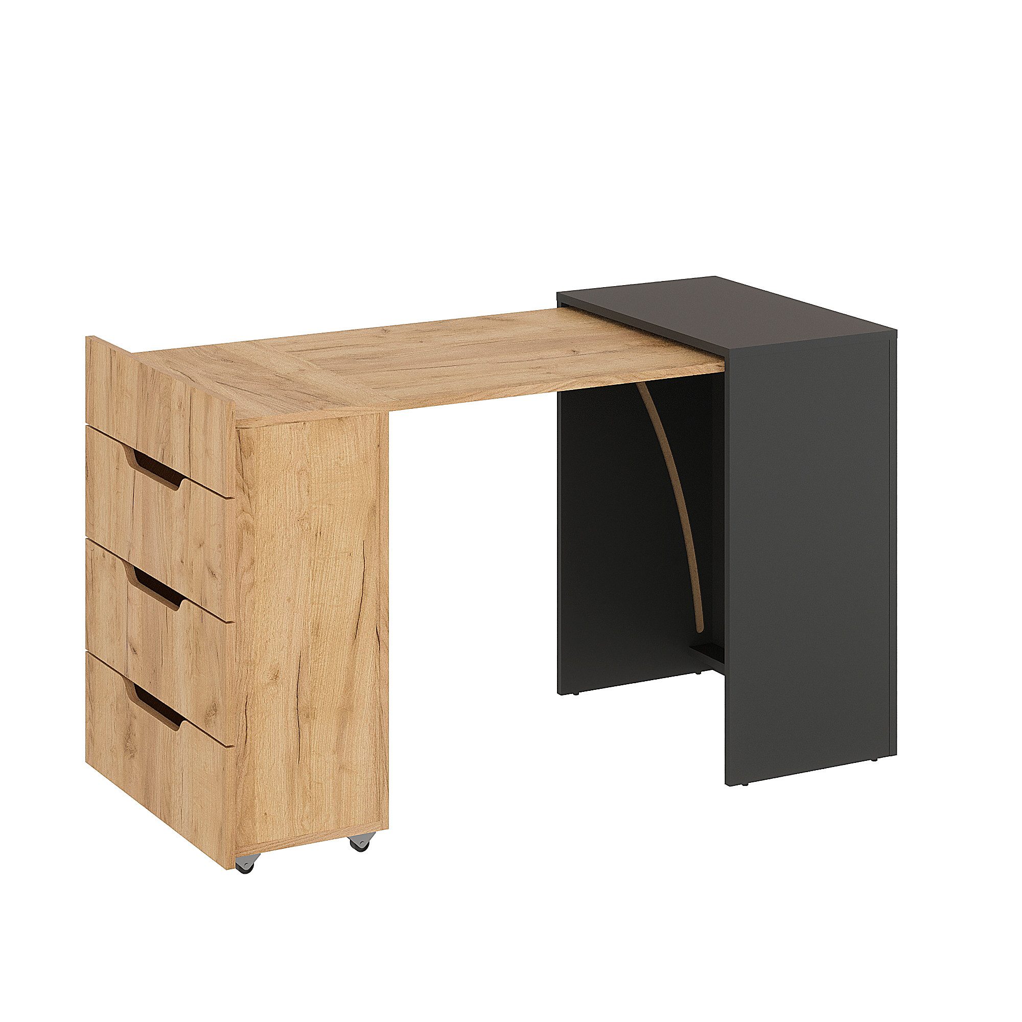 KOMTO Schreibtisch KOMTO Schreibtisch mit Stauraum – PC Tisch, Tisch FOLDY 128x60x75 cm
