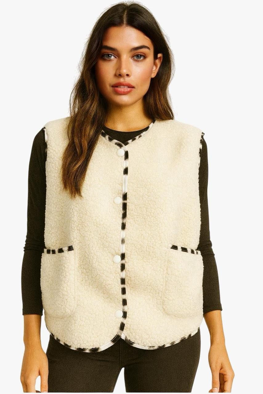 Worldclassca Fellimitatweste Worldclassca Teddy Weste Warm Kuschelig Leopar günstig online kaufen