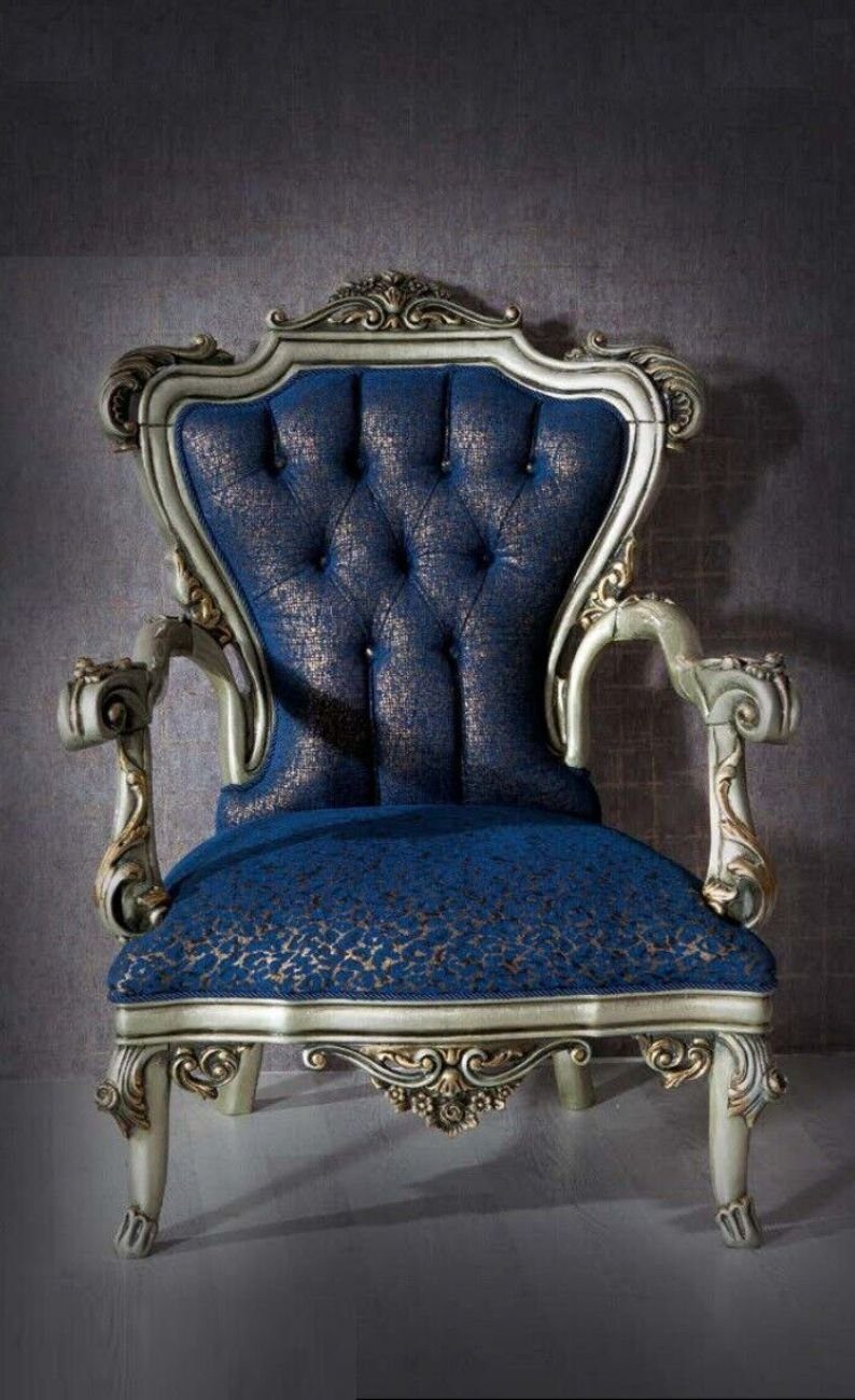 JVmoebel Sessel Chesterfield 1 Sitzer Blau Polster Sitz Stoff Couchen Wohnzimmer (1-St., 1x nur Sessel), Made in Europa