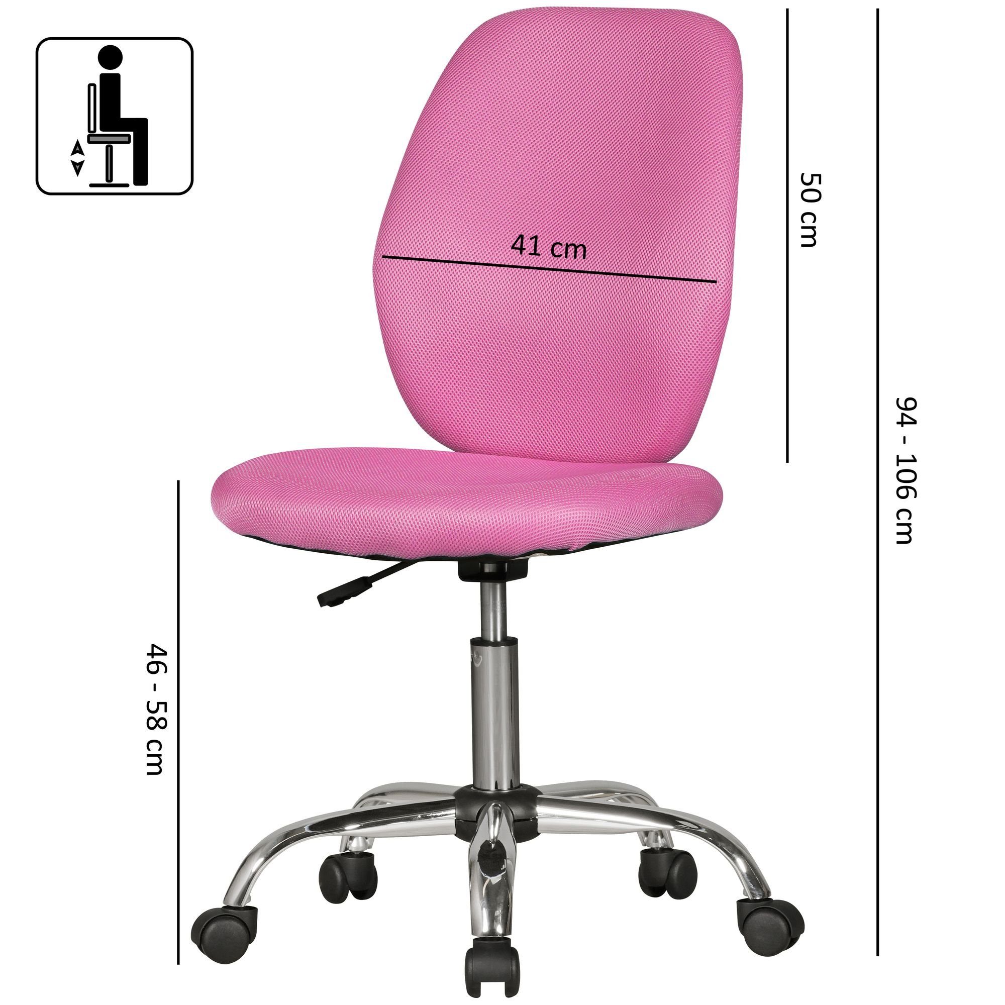 KADIMA DESIGN Kinderstuhl Pink Kinderdrehstuhl, einstellbare Rückenlehne hohe Sitzhöhe