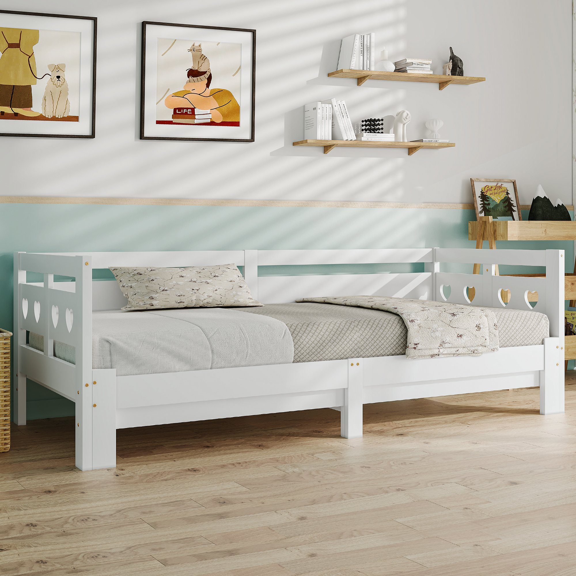 SOFTWEARY Kinderbett mit ausziehbarer Liegefläche (90x200 cm/180x200 cm), A günstig online kaufen