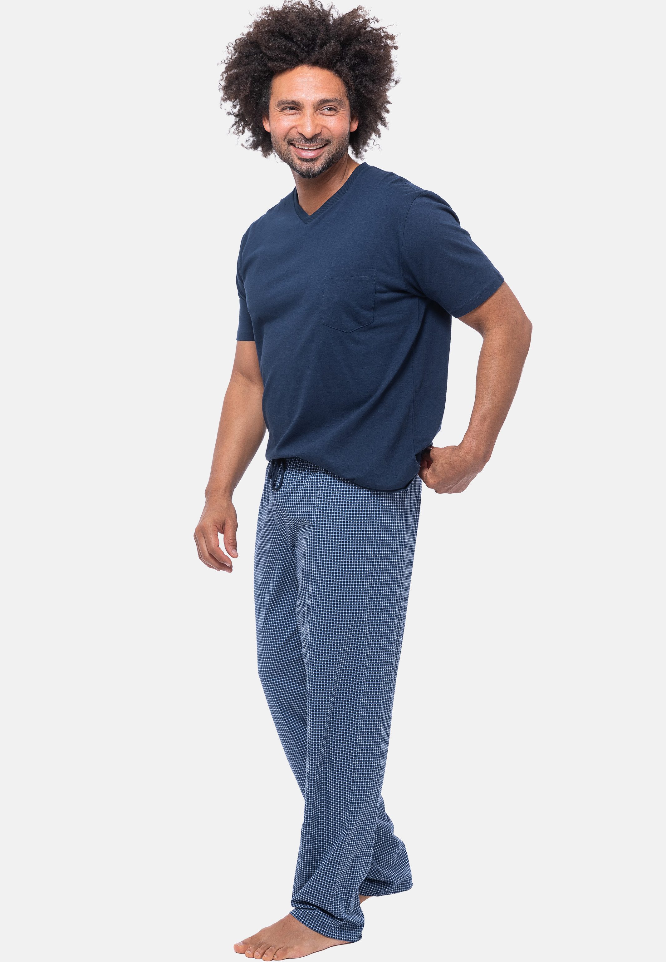 Ammann Schlafhose Organic Cotton - Mix & Match (1-tlg) Schlafanzug Hose - Baumwolle - Atmungsaktiv - Im Karo-Design