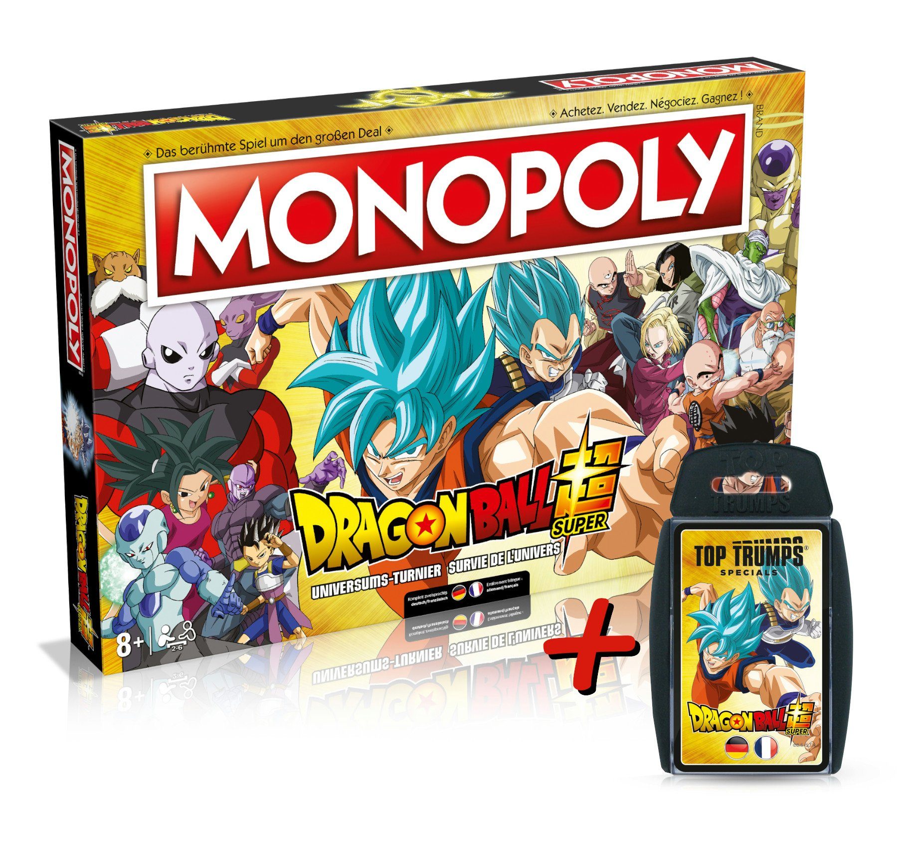 Winning Moves Spiel Monopoly Dragon Ball Super (deutsch/französisch) + Top Trumps