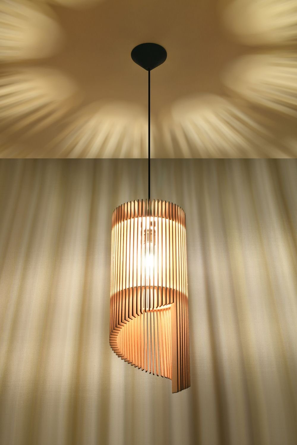 Licht-Erlebnisse Pendelleuchte Modern Wohnzimmer Schwarz Leuchtmittel, TEDUSIA, E27 Hängeleuchte Holz ohne Natur Hängelampe