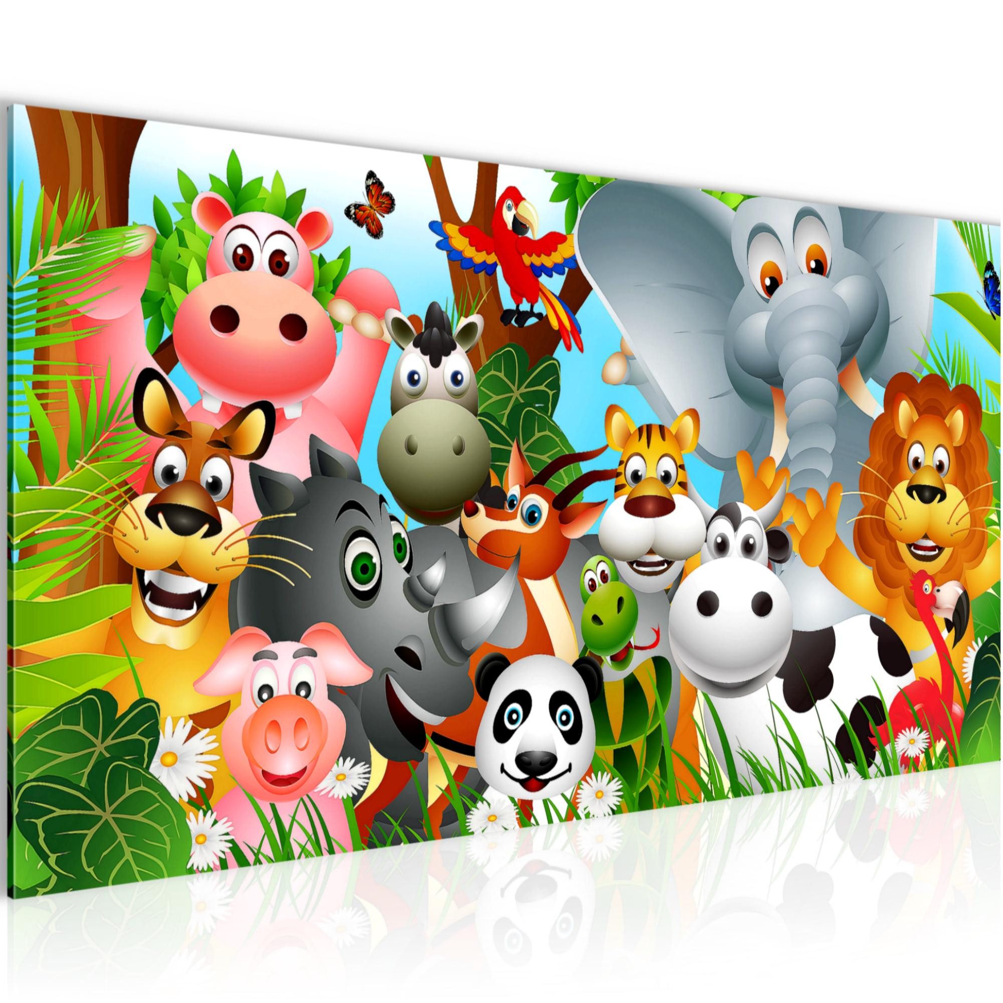 Runa Art Wandbild Kinderzimmer Afrika Tiere Vlies Leinwand Junge Mädchen Spielzimmer, 100L x 40B cm