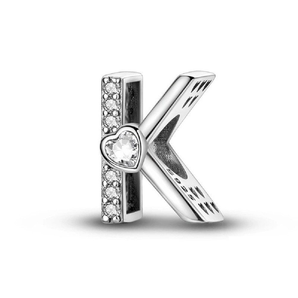 PANDACHARMS Charm Buchstabe Alphabet A-Z Block Buchstabe für Charm Armband, 925 Silber, Zirkonia – Bild 3 von 3