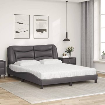 vidaXL Bett Bett mit Matratze Grau 160x200 cm Kunstleder